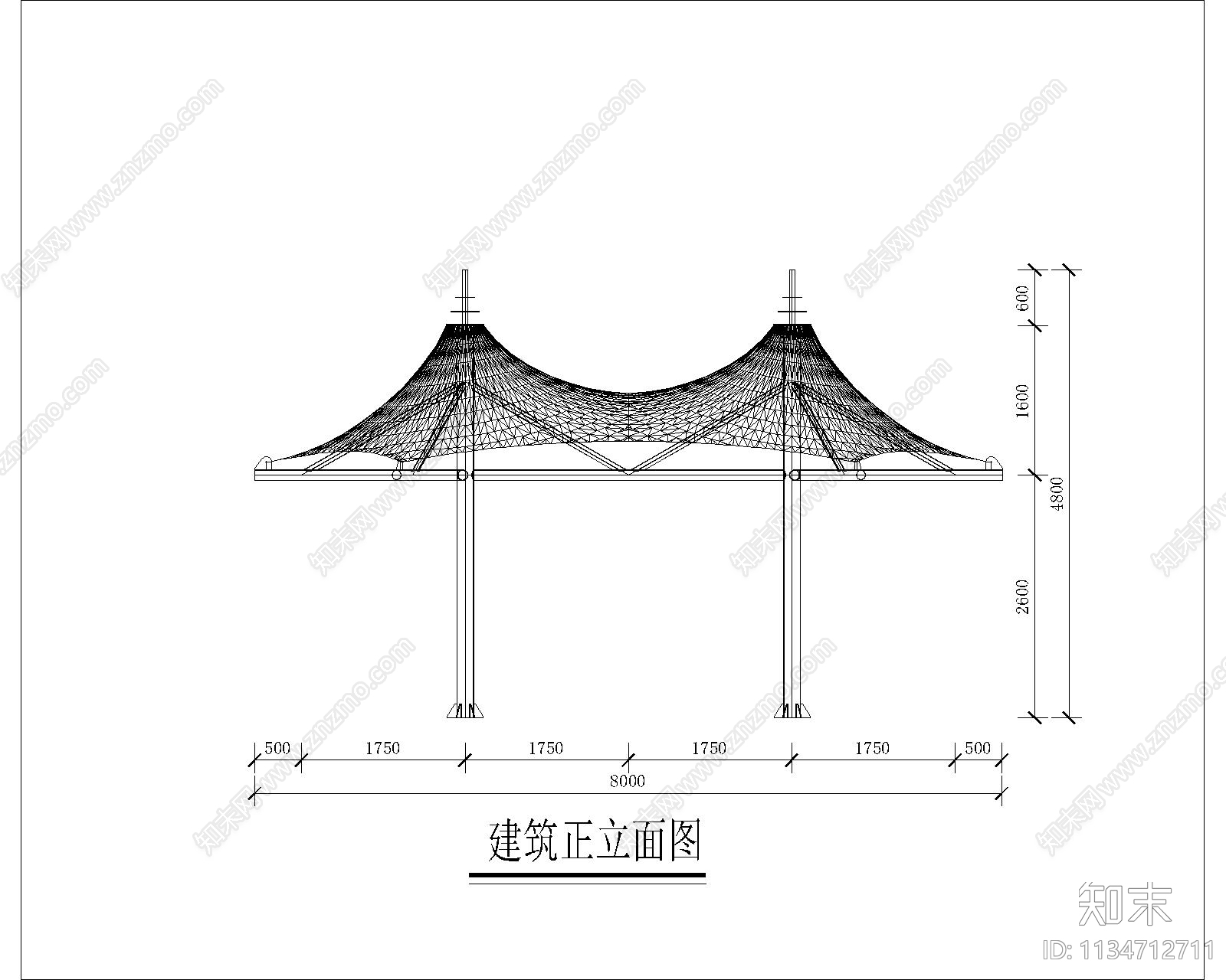 车棚膜结构施工图下载【ID:1134712711】