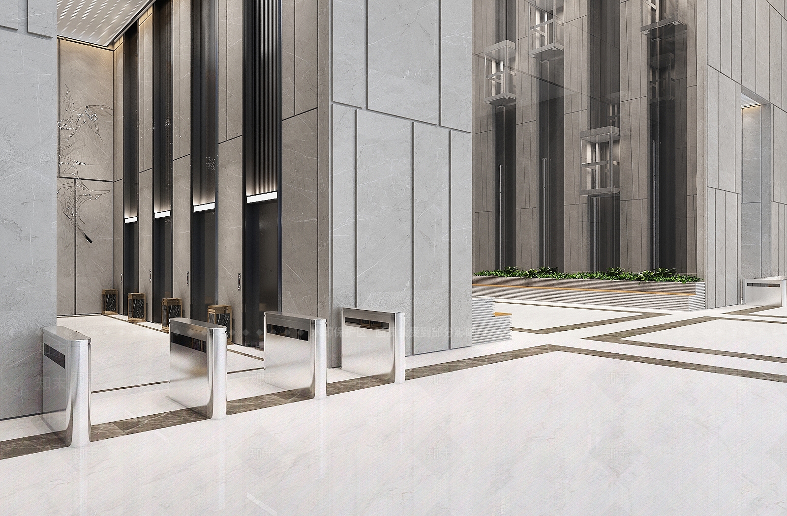 现代写字楼大厅3D模型下载【ID:1134582175】