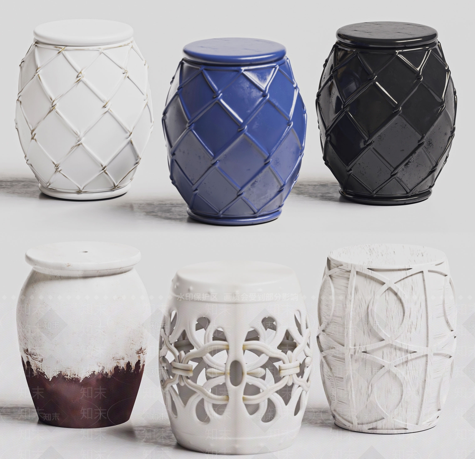 中式鼓凳SU模型下载【ID:1134676459】