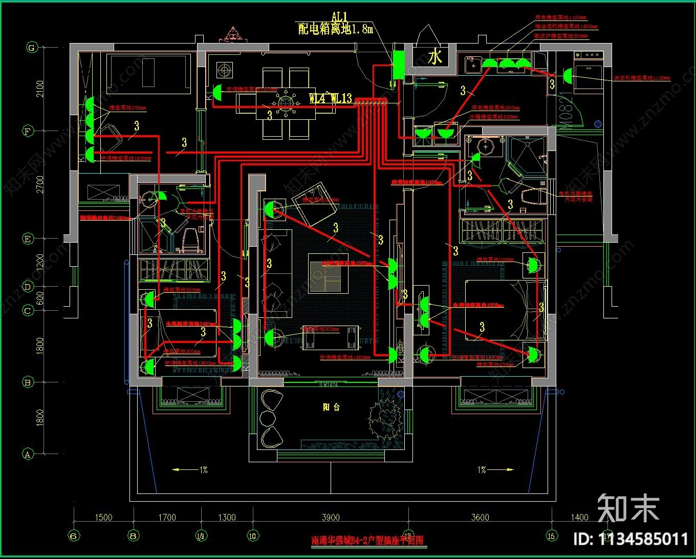 家装水电CAD系统图施工图下载【ID:1134585011】