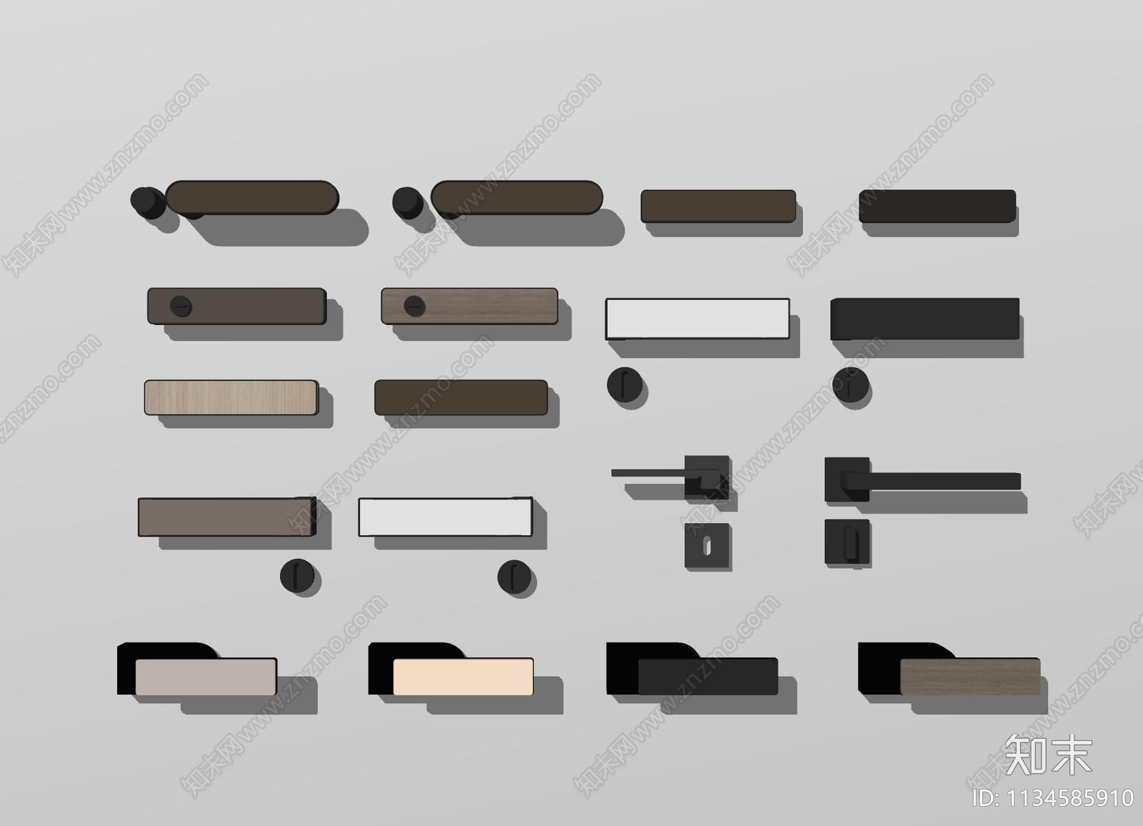 现代极简门把手SU模型下载【ID:1134585910】