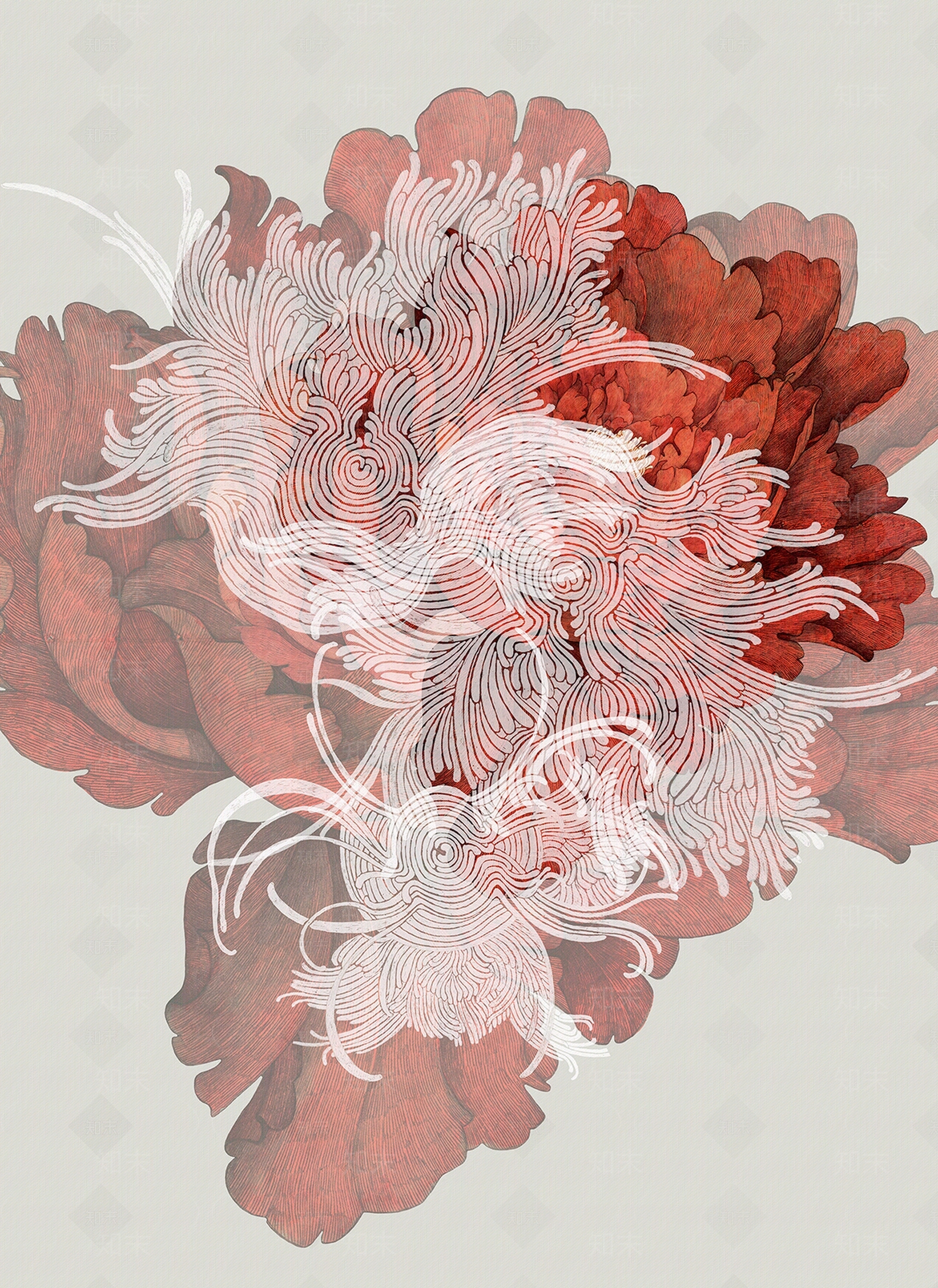 彩绘花朵植物装饰画贴图下载【ID:1134586173】