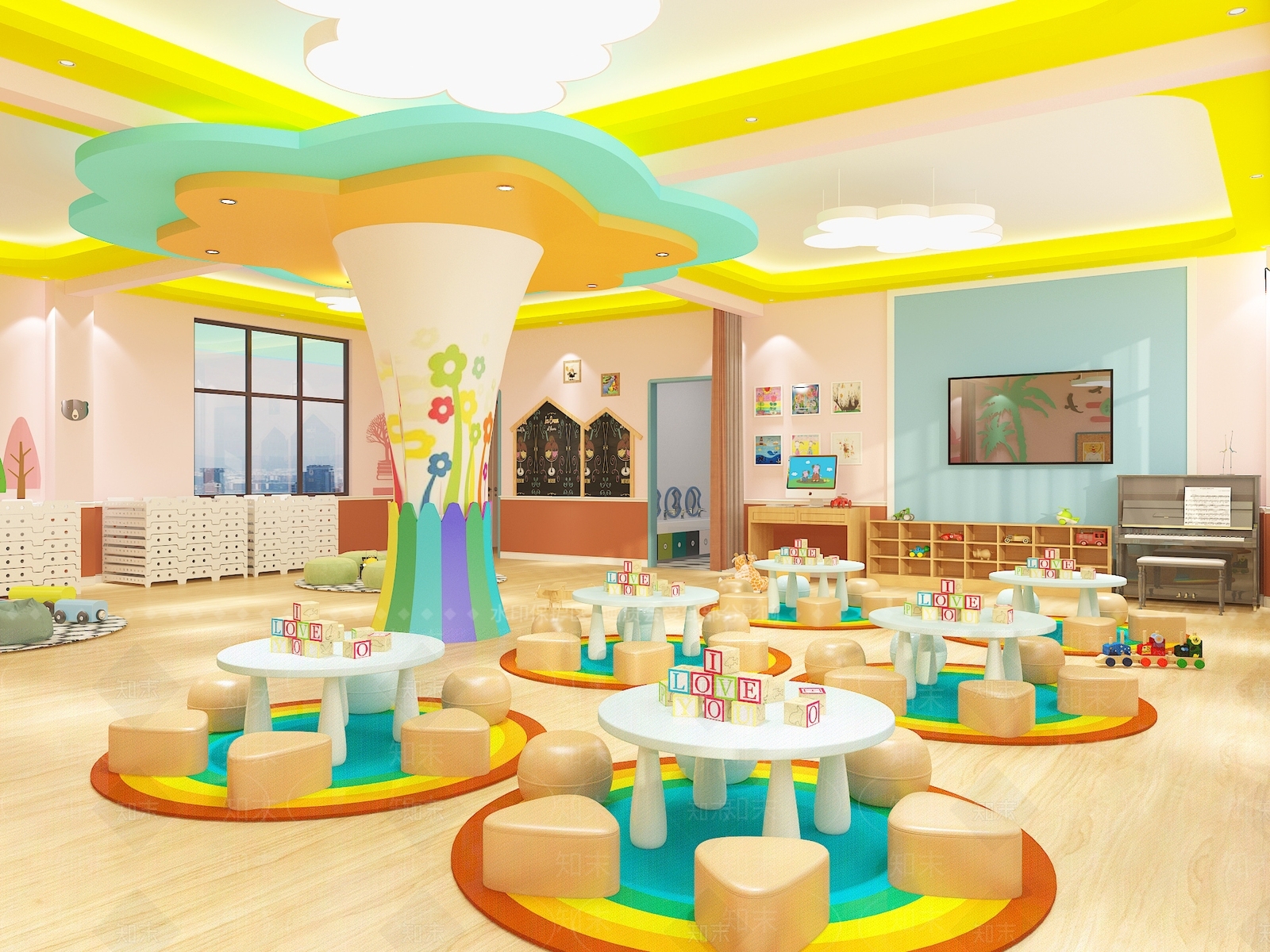 现代幼儿园教室3D模型下载【ID:1134588285】
