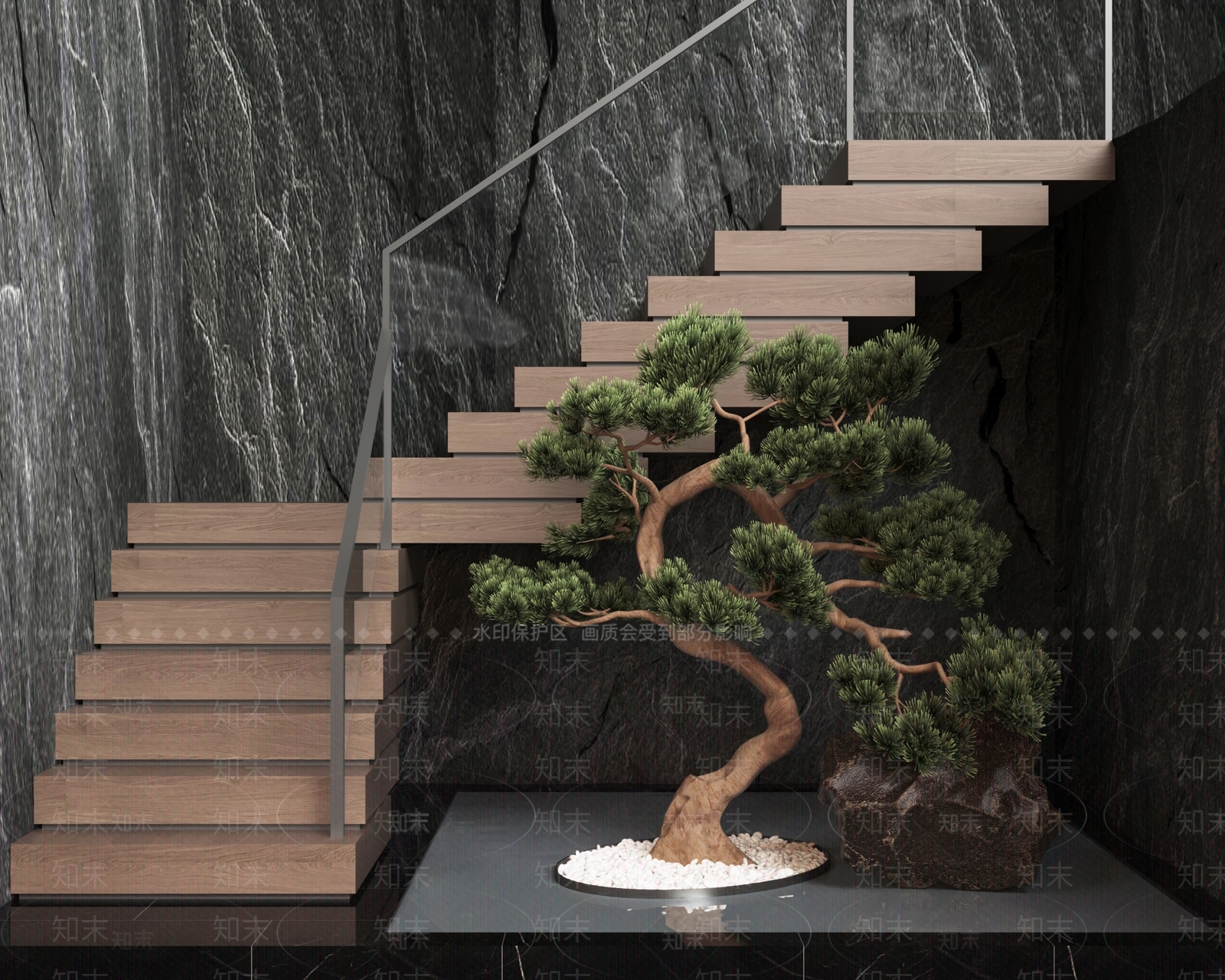 现代楼梯间3D模型下载【ID:1134588856】