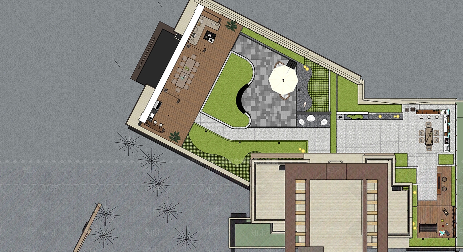 现代屋顶花园SU模型下载【ID:1134590229】