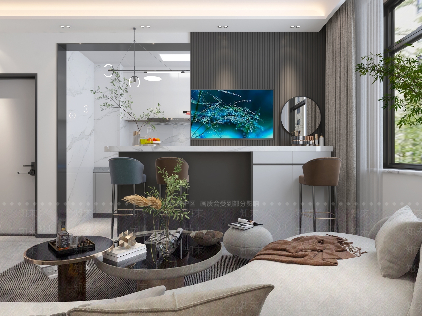 现代小户型家居客厅3D模型下载【ID:1134592196】