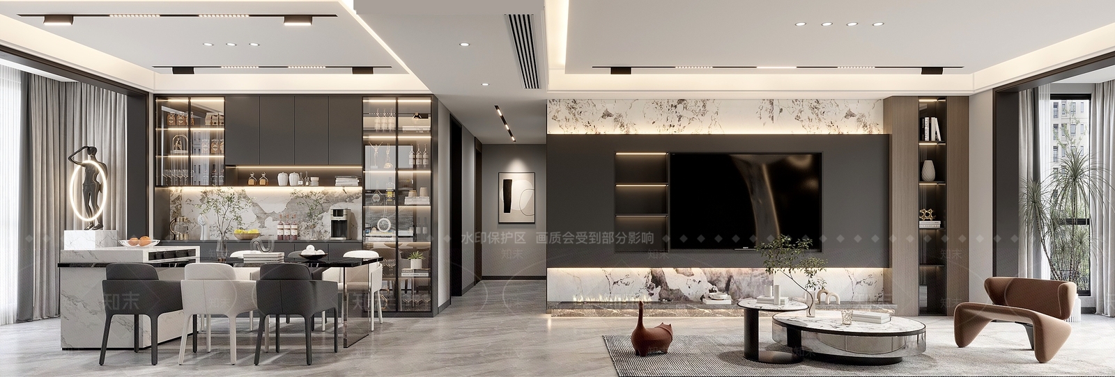 现代家居客厅3D模型下载【ID:1221472957】