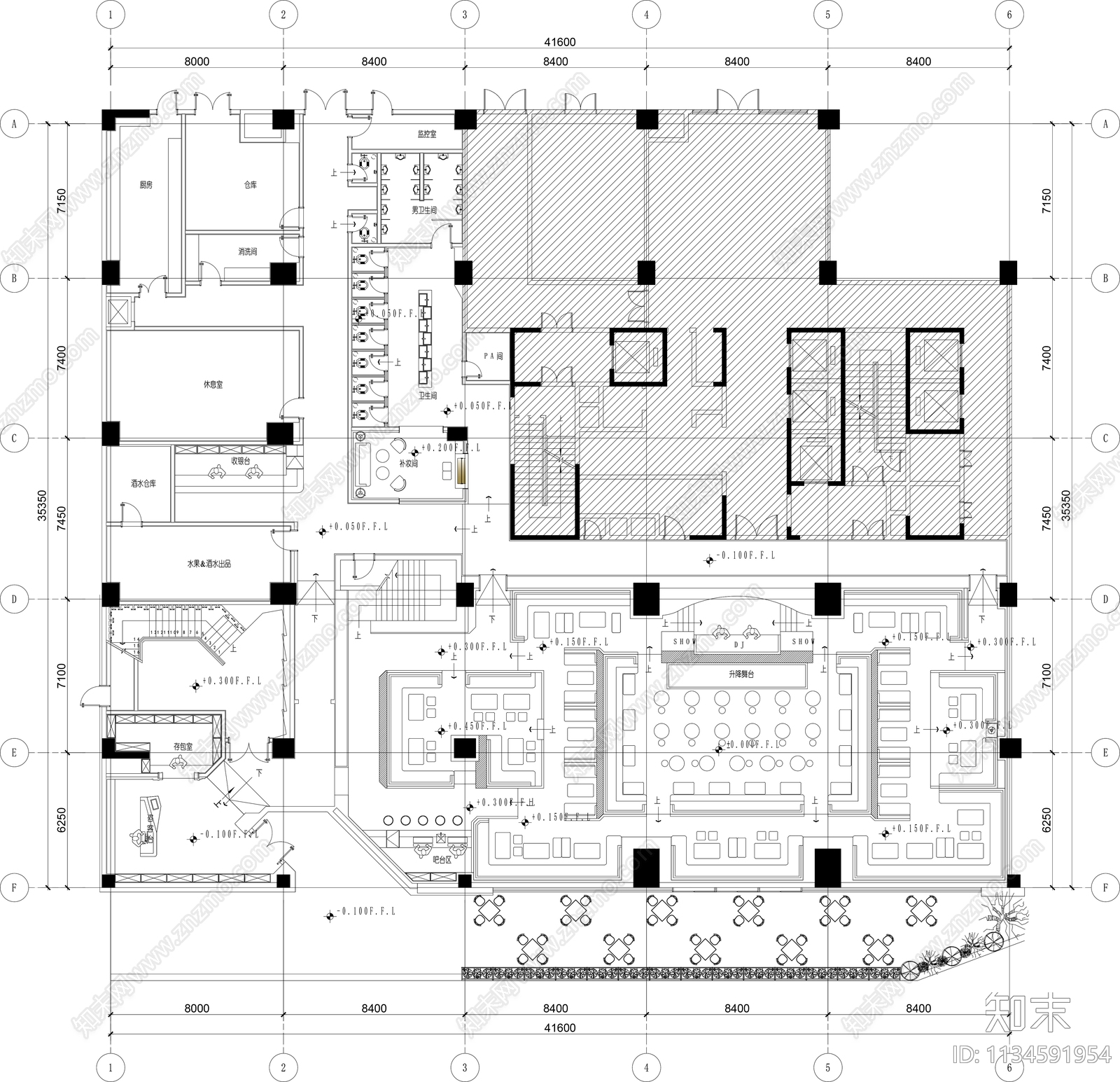 2000㎡酒吧施工图下载【ID:1134591954】