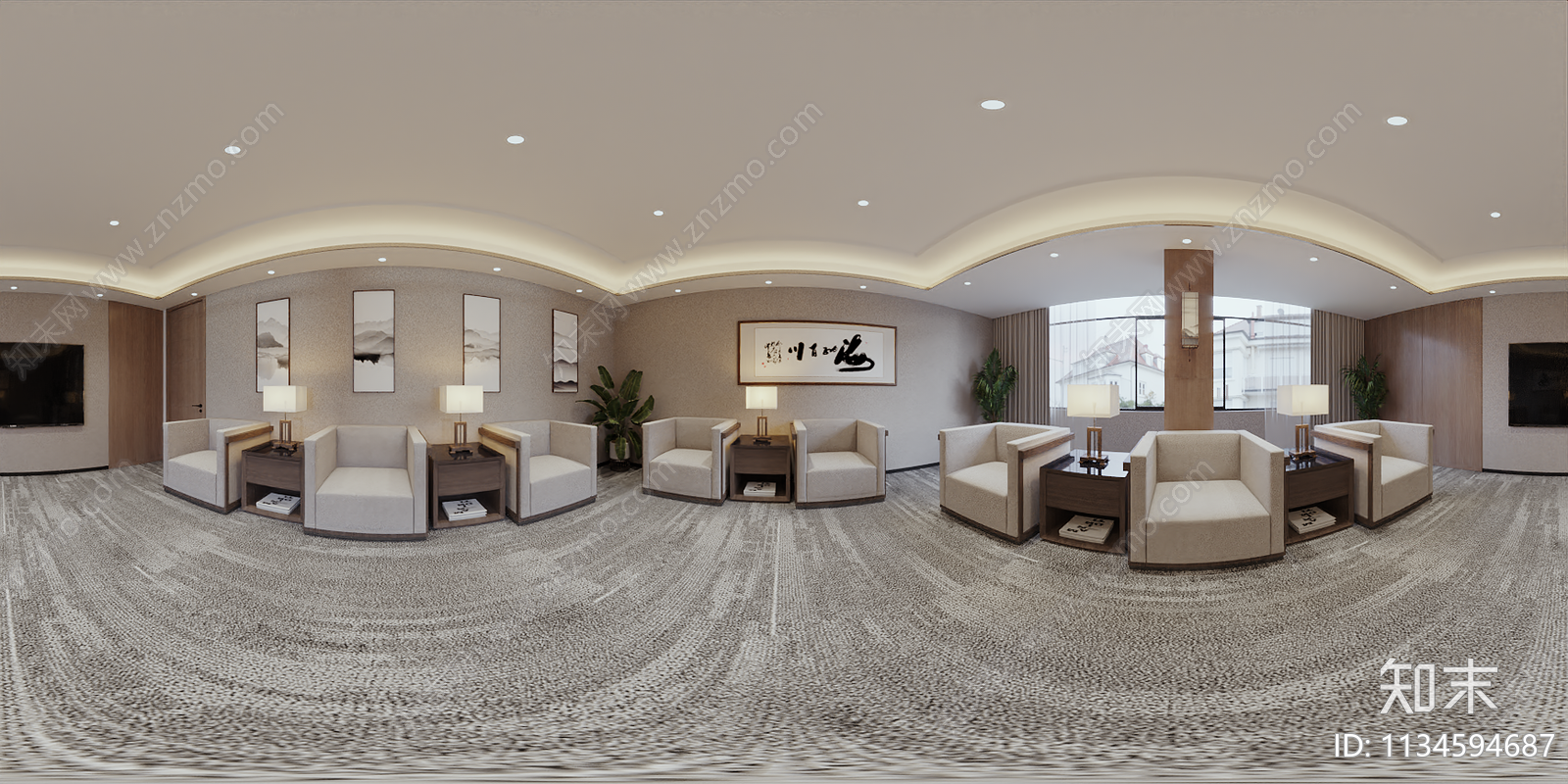 现代建筑公司办公室效果图cad施工图下载【ID:1134594687】