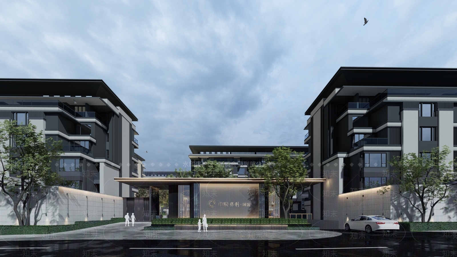 现代小区入口大门SU模型下载【ID:1134595515】