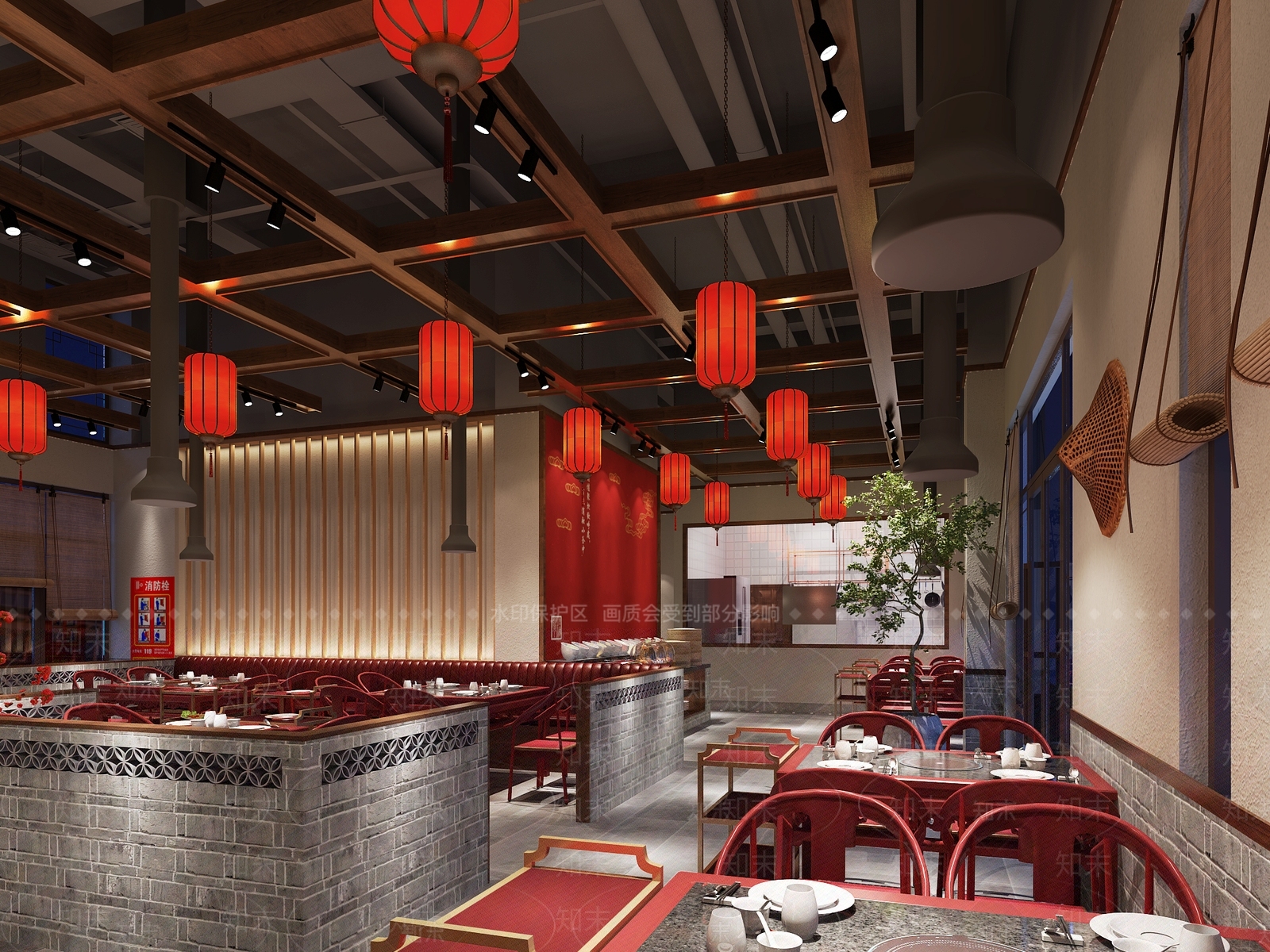 新中式火锅店3D模型下载【ID:1134595988】
