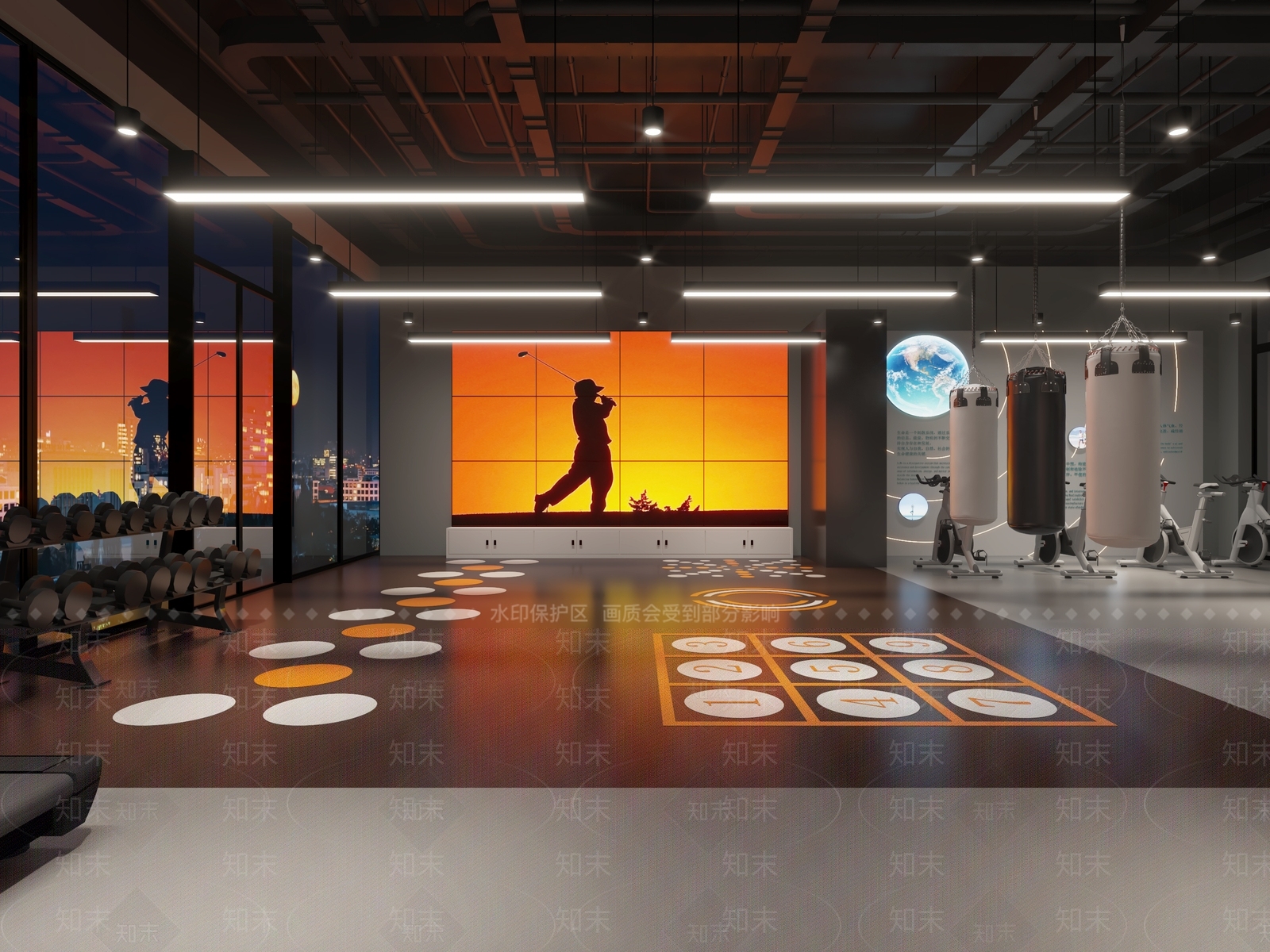 工业风健身房3D模型下载【ID:1134597794】
