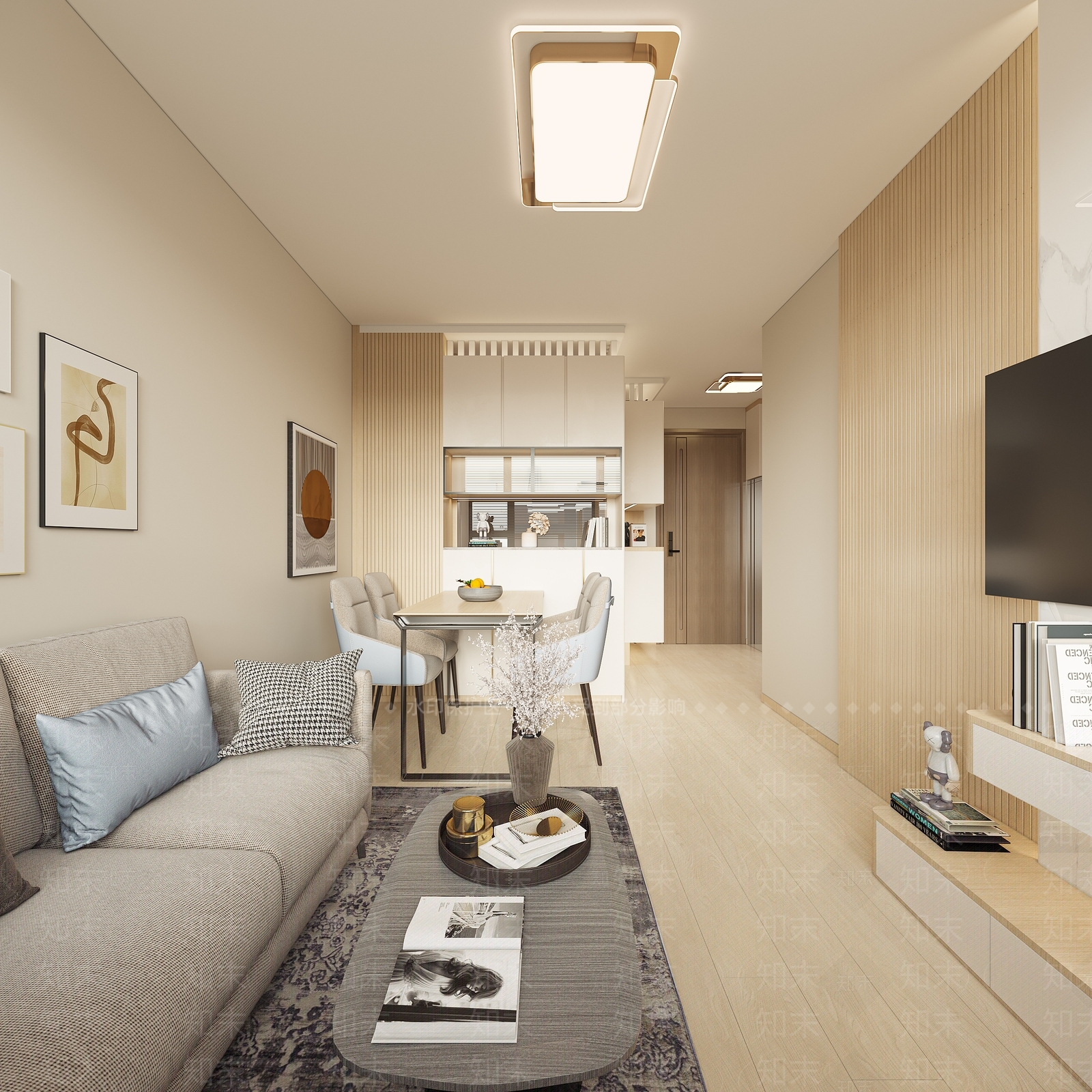 现代公寓客餐厅3D模型下载【ID:1134603086】