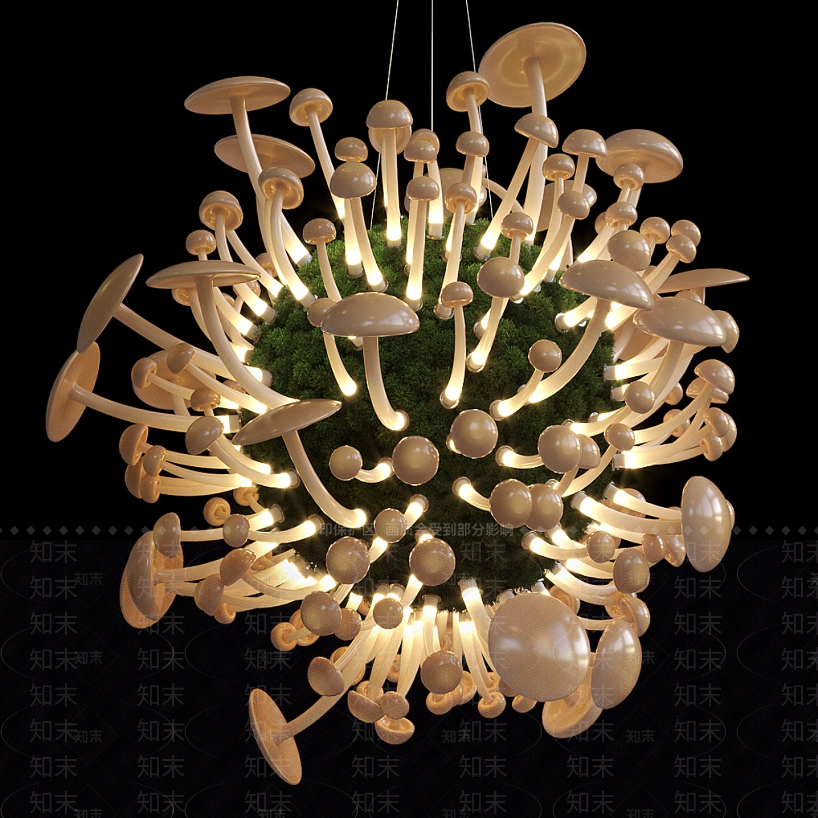 现代蘑菇装饰吊灯3D模型下载【ID:1134605897】