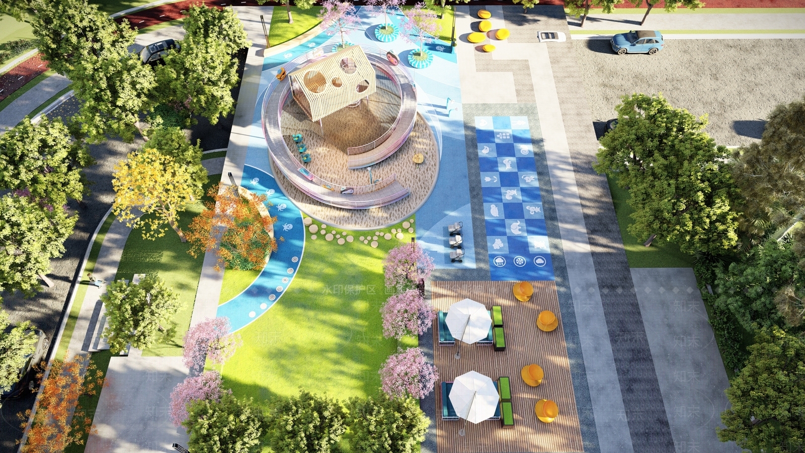 现代儿童游乐区SU模型下载【ID:1134610620】