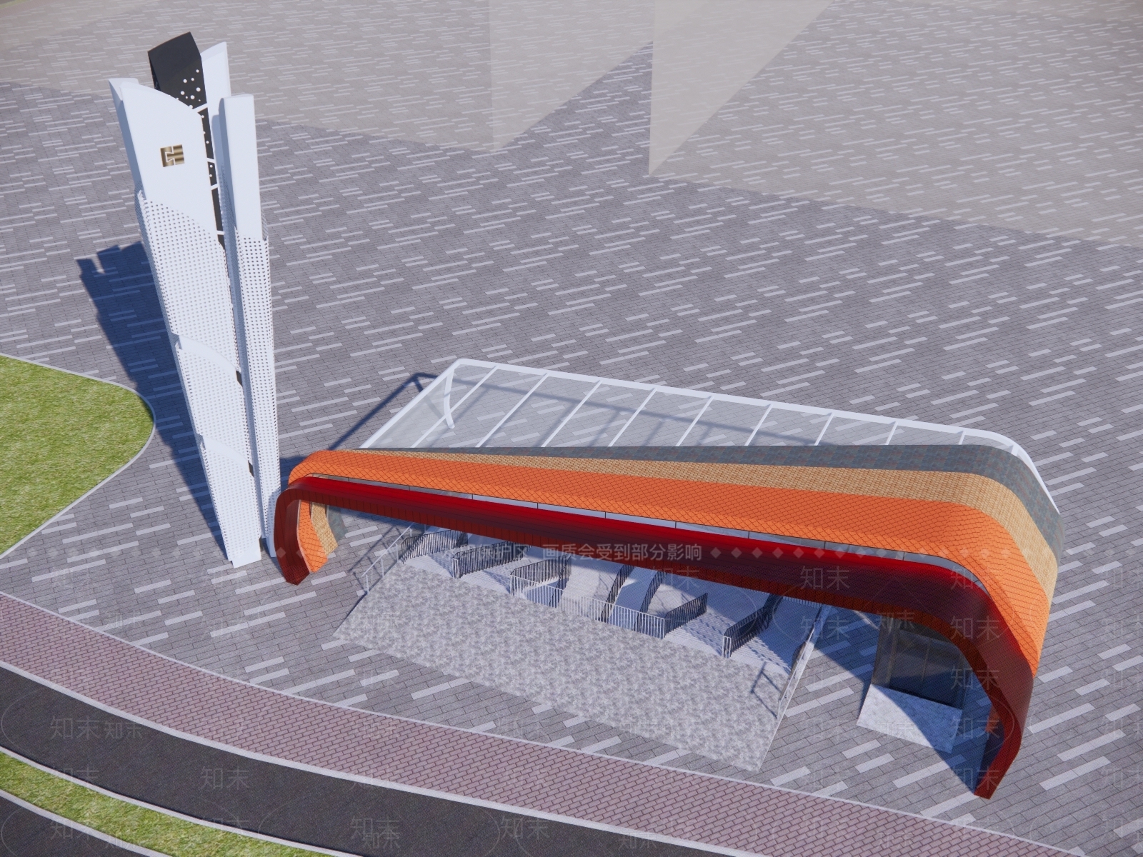 现代地铁站出入口SU模型下载【ID:1134612568】