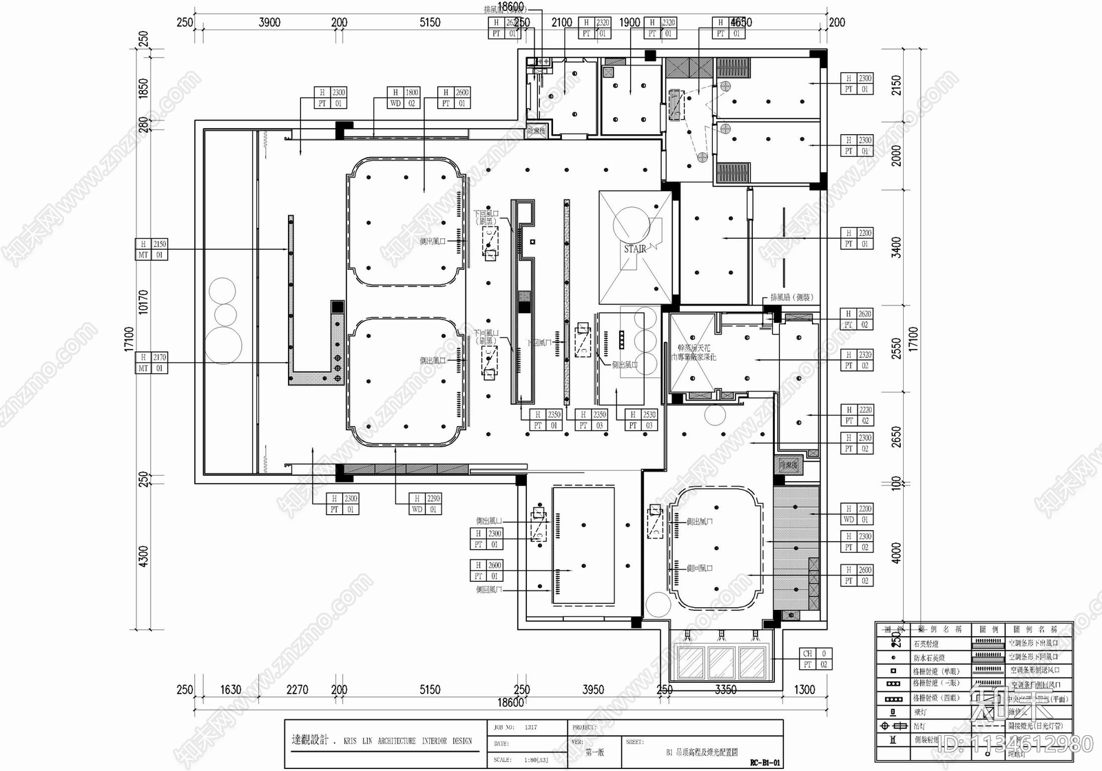 三层别墅室内cad施工图下载【ID:1134612980】