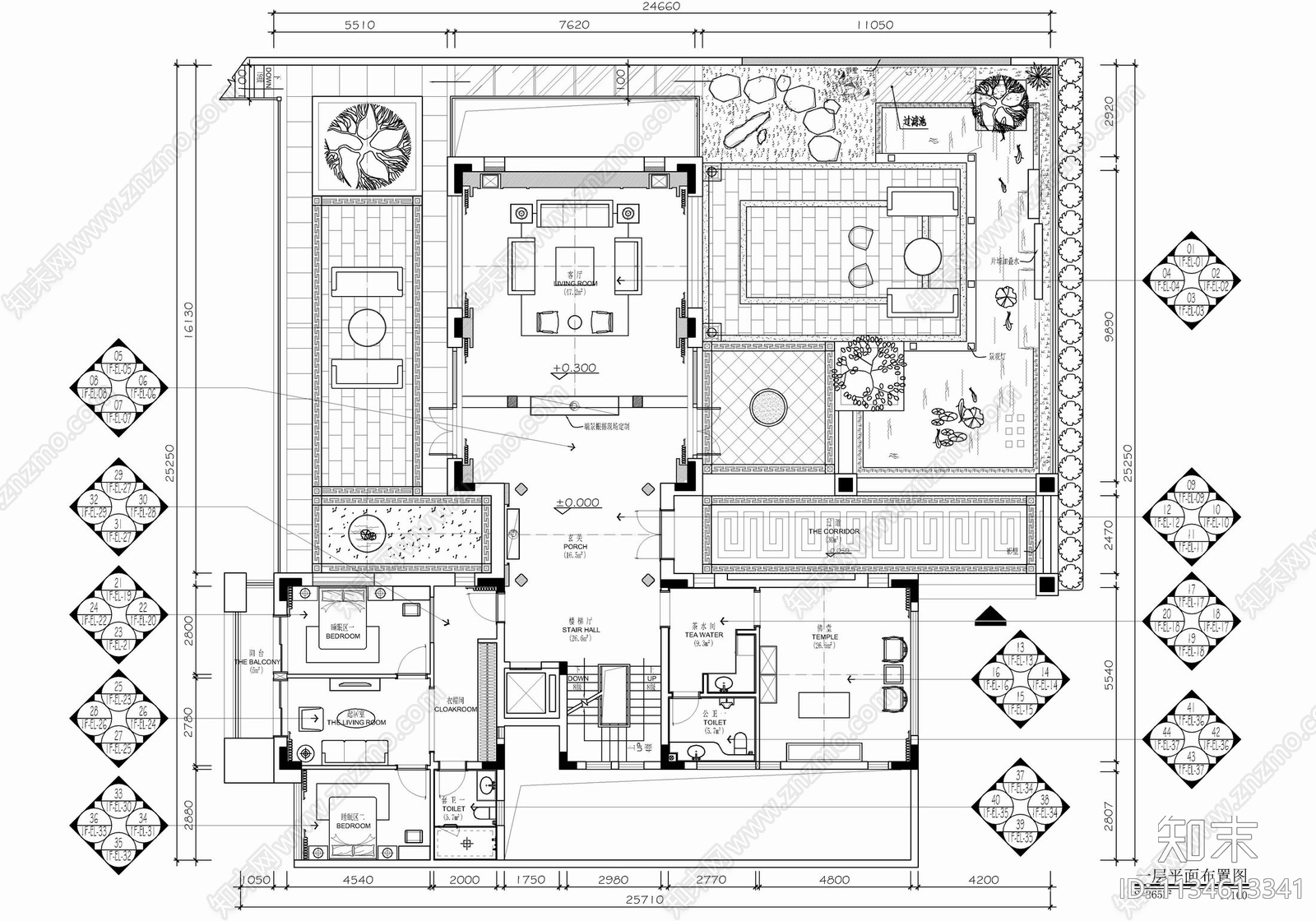 新中式豪华别墅室内施工图下载【ID:1134613341】