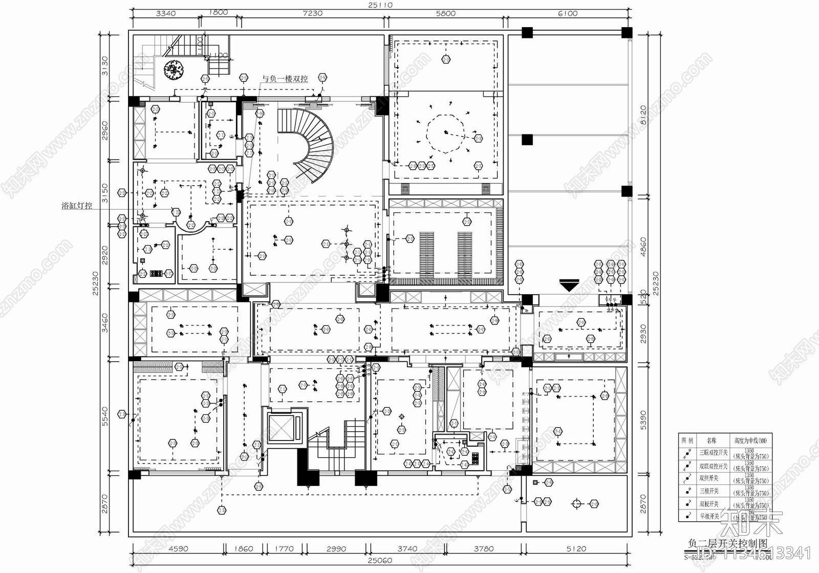 新中式豪华别墅室内施工图下载【ID:1134613341】