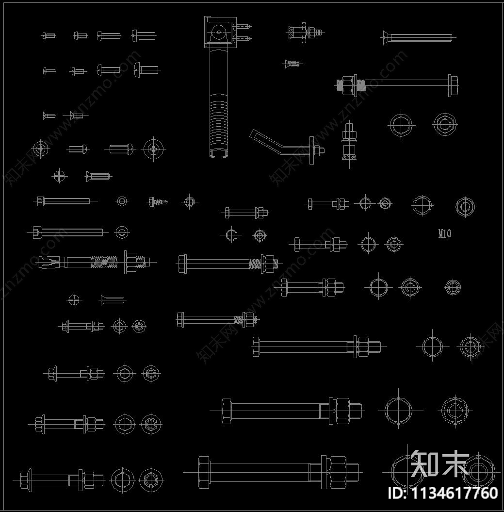 幕墙螺钉螺栓cad施工图下载【ID:1134617760】