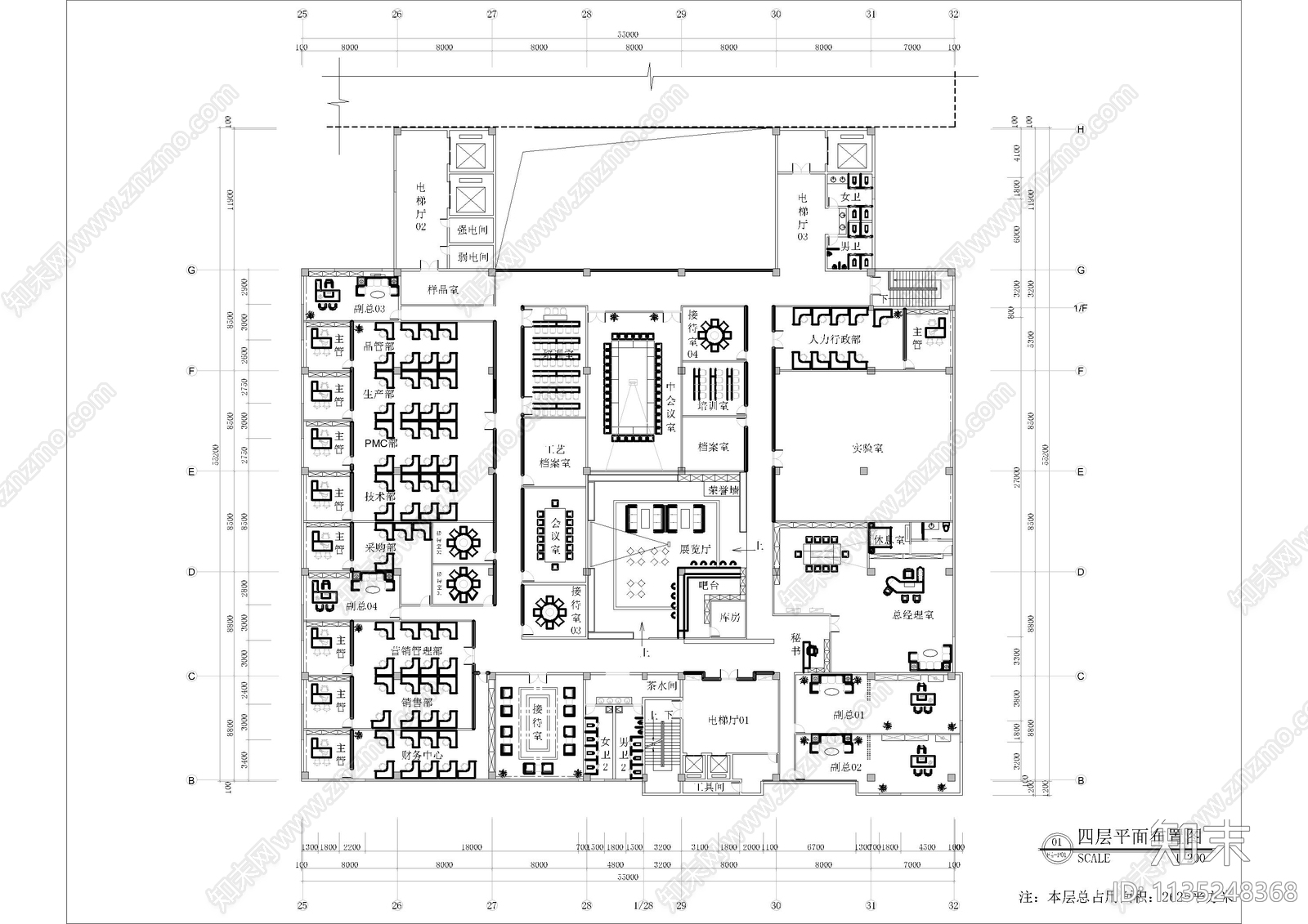 科技园办公室cad施工图下载【ID:1135248368】