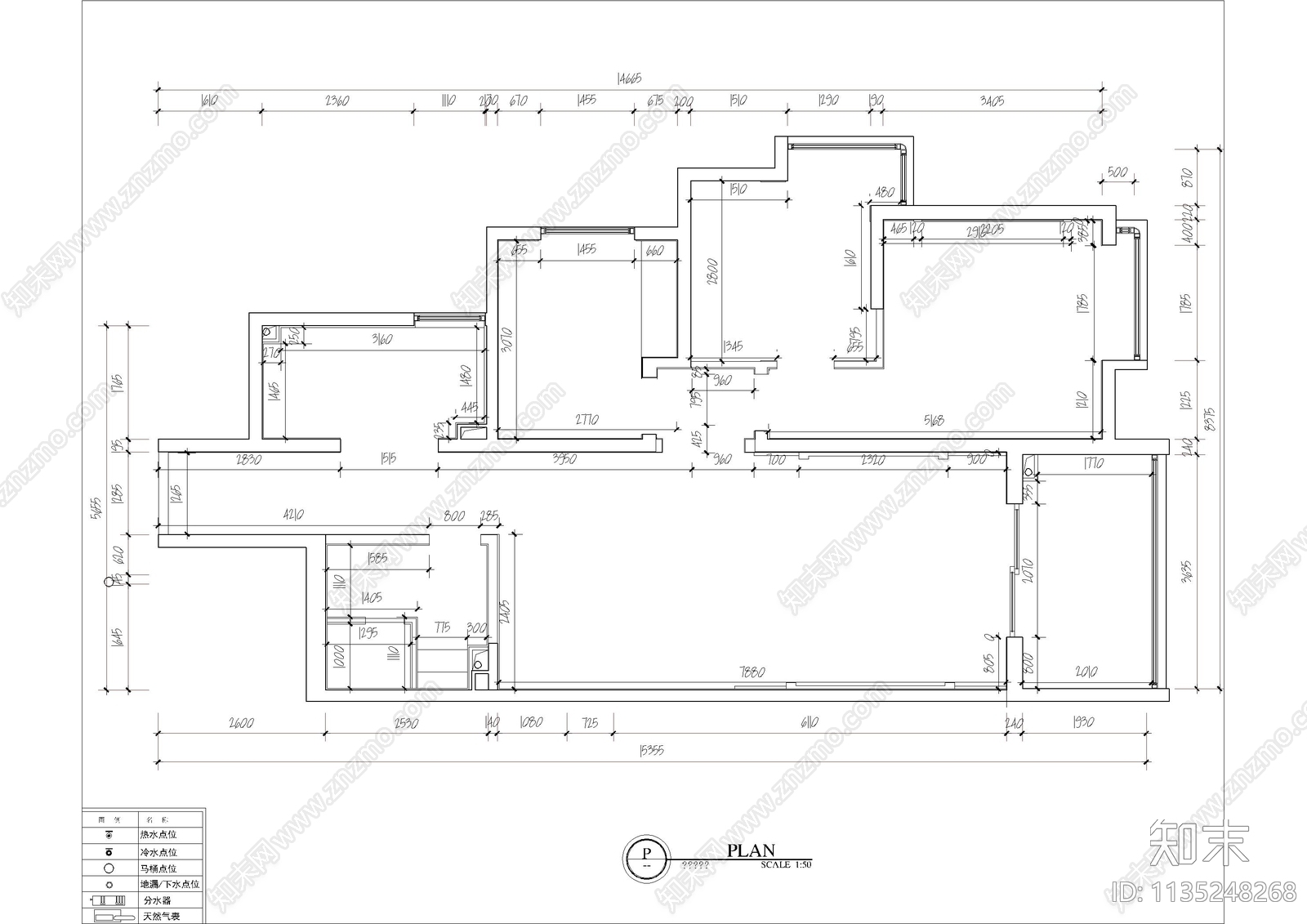 单身公寓室内cad施工图下载【ID:1135248268】