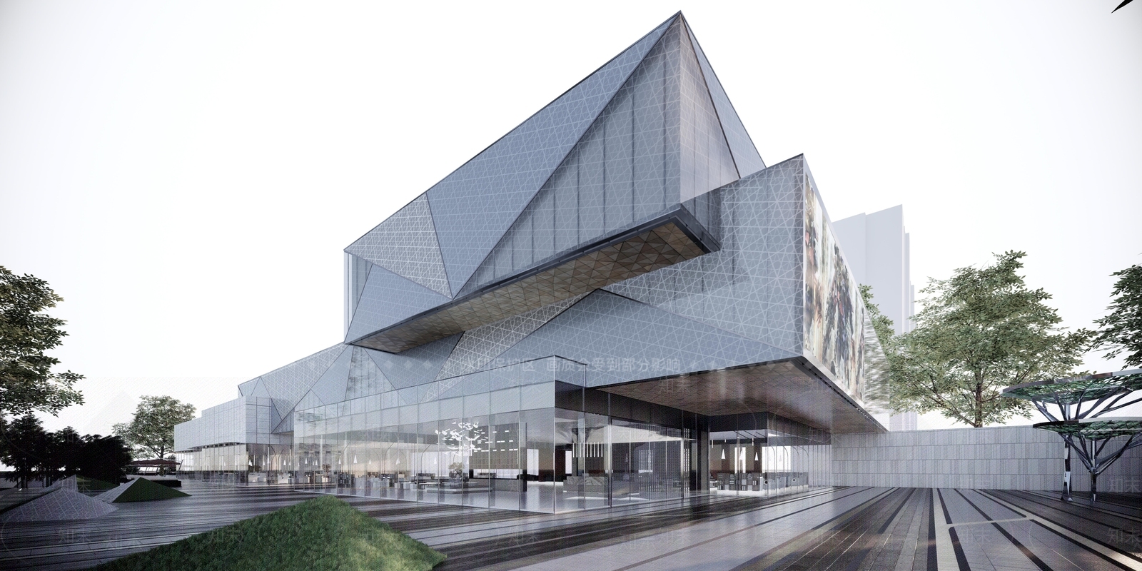 现代售楼处建筑SU模型精品下载_SketchUp模型_知末网