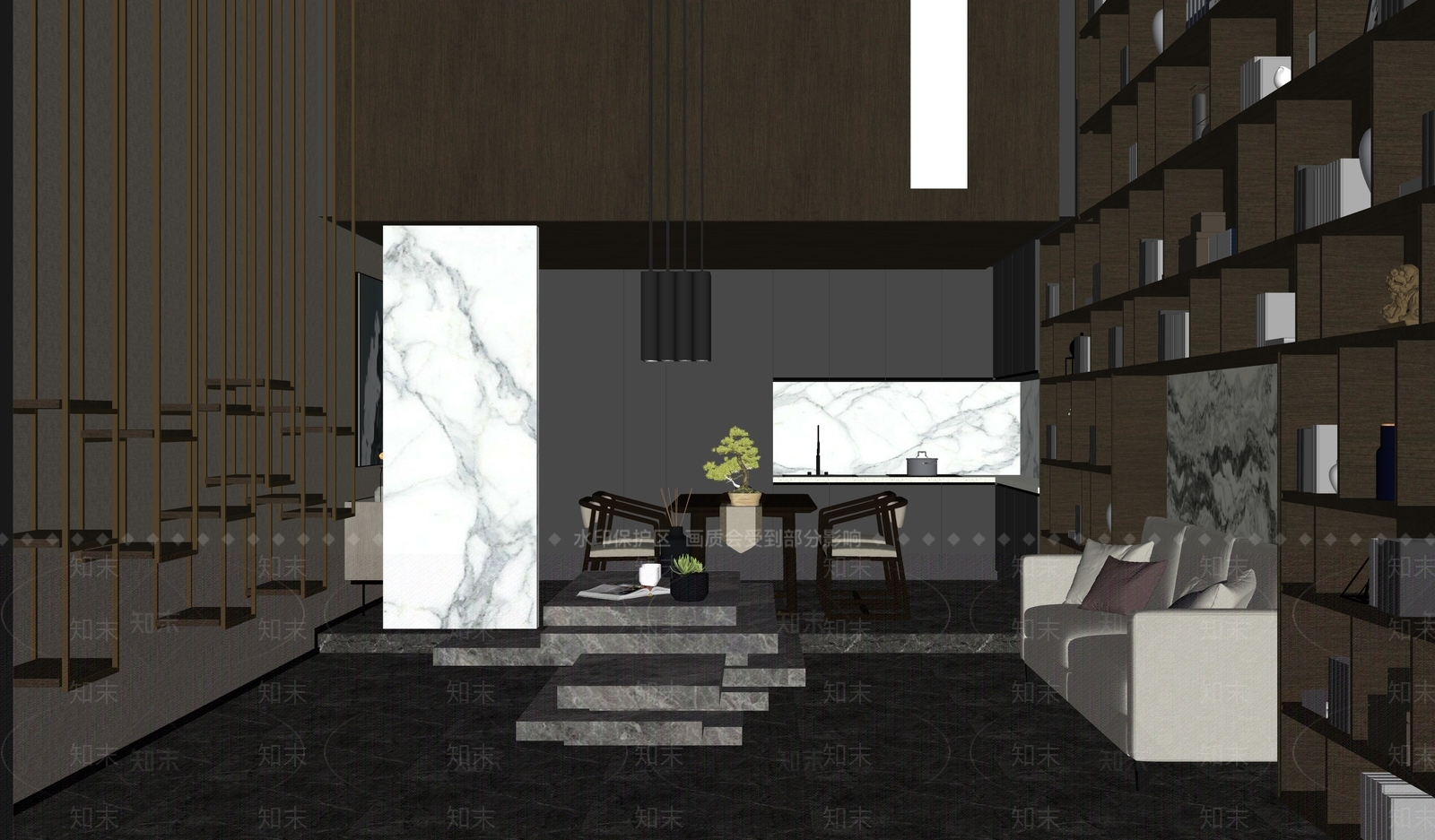 新中式休息区SU模型下载【ID:1134625679】