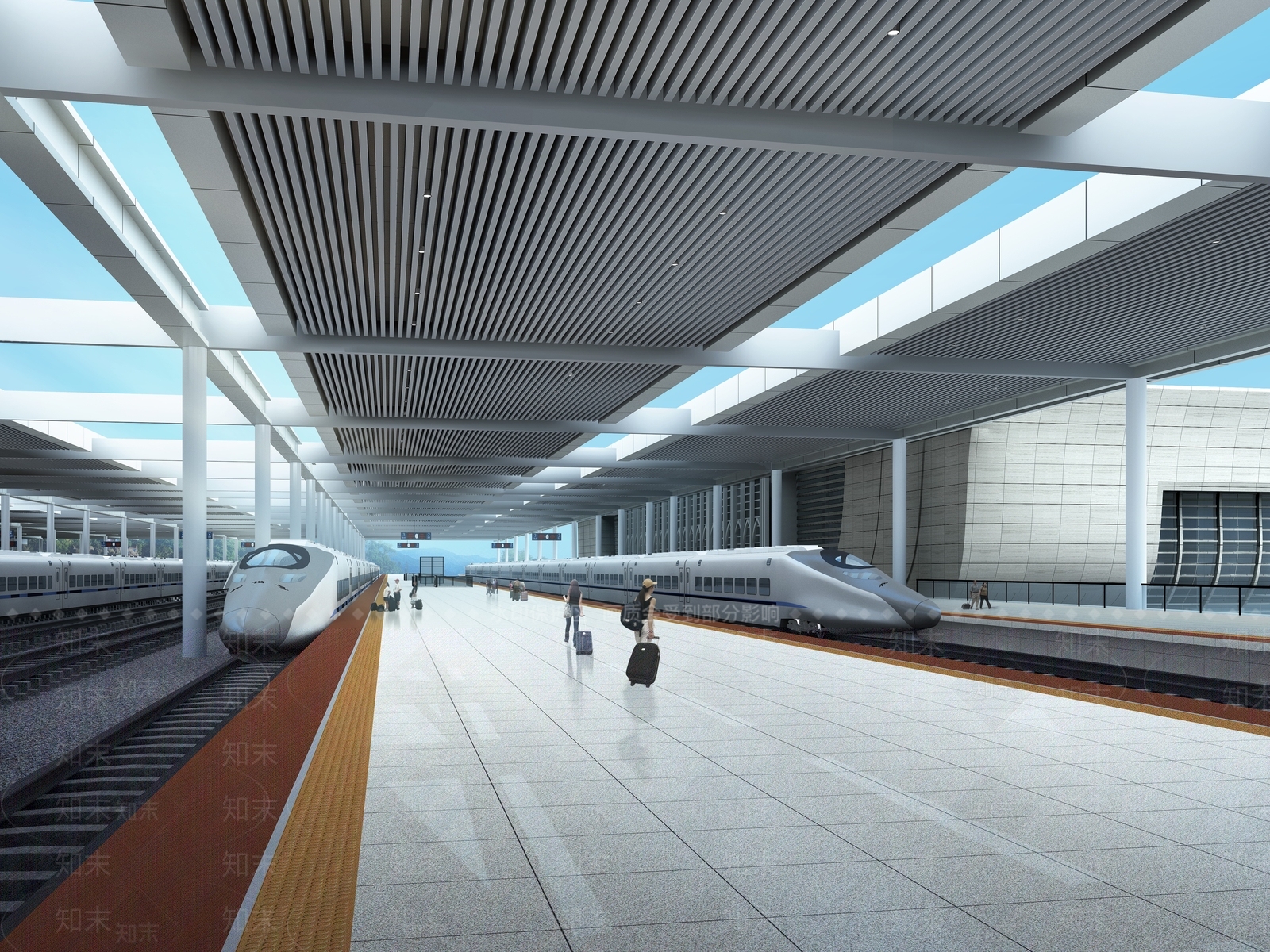 现代高铁站站台3D模型下载【ID:1134628875】