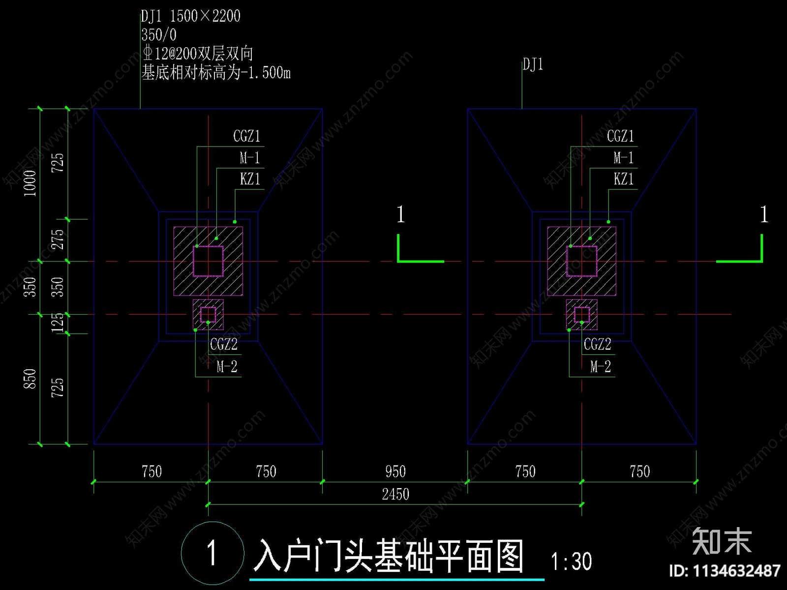 新中式别墅小院门头详图cad施工图下载【ID:1134632487】