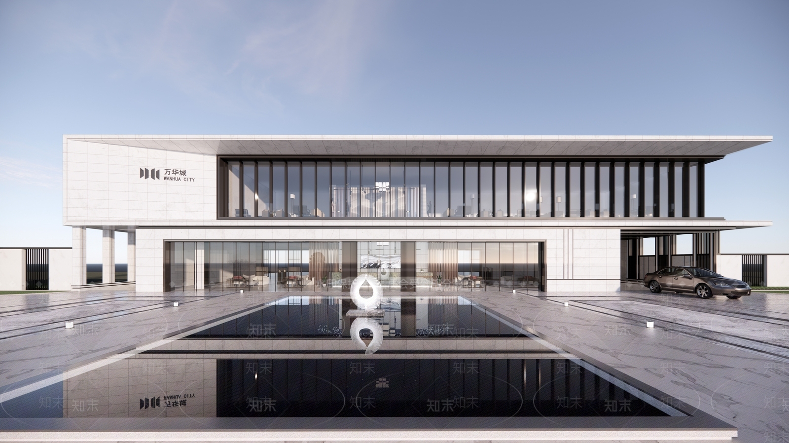 现代售楼处建筑SU模型精品下载_SketchUp模型_知末网