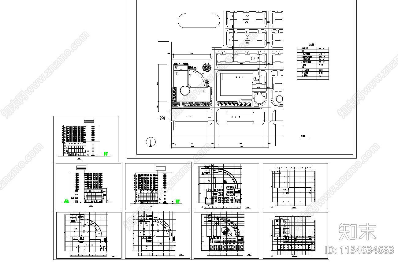 高层综合楼建筑cad施工图下载【ID:1134634683】