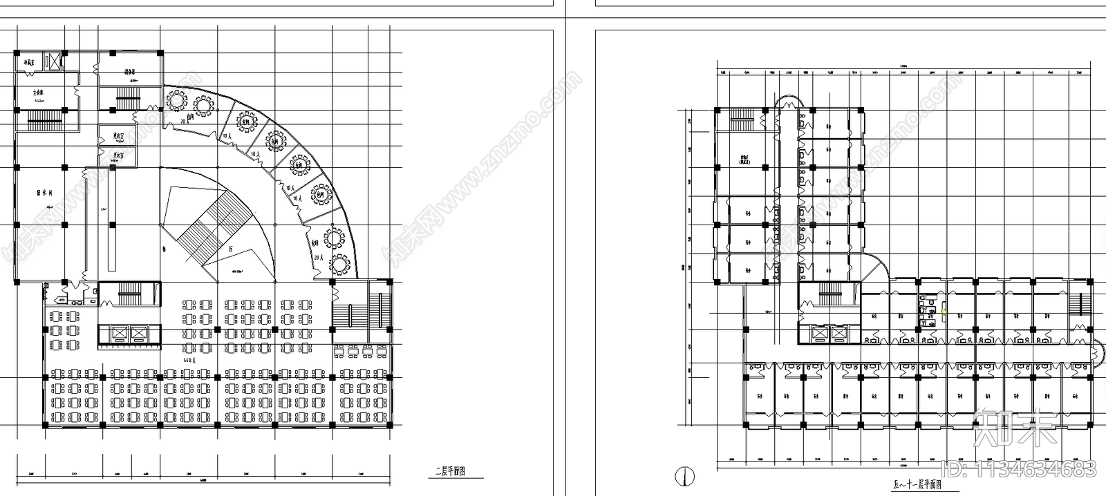 高层综合楼建筑cad施工图下载【ID:1134634683】