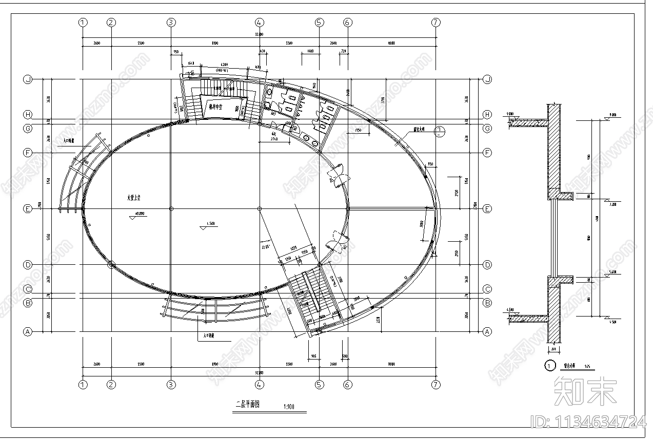 高级小区会所建筑cad施工图下载【ID:1134634724】