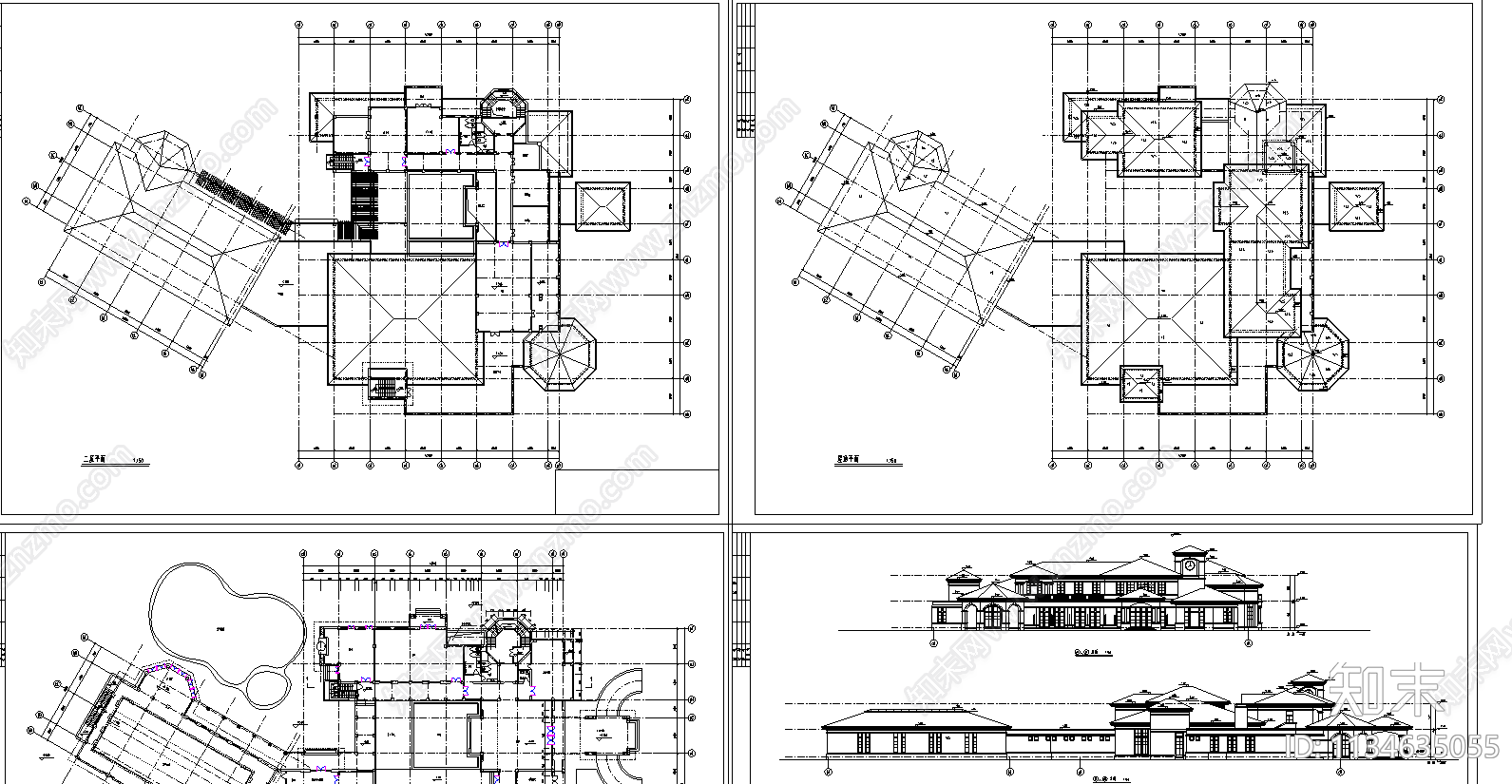 会所建筑cad施工图下载【ID:1134635055】