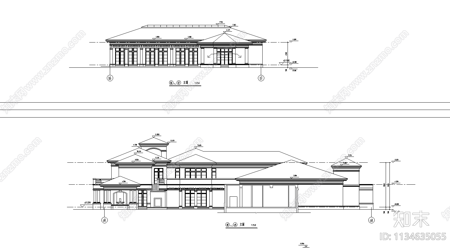 会所建筑cad施工图下载【ID:1134635055】