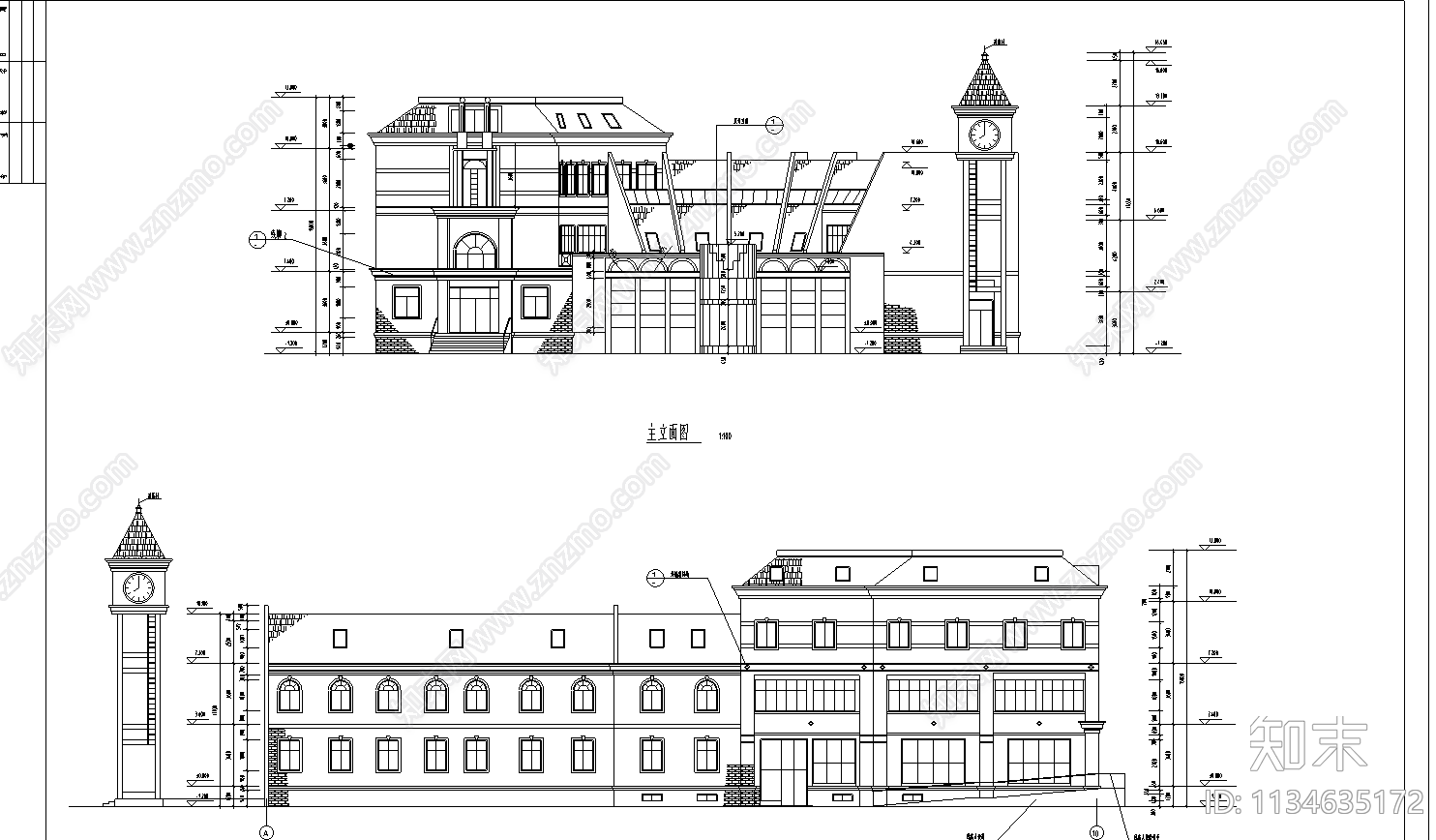 会所全套建筑cad施工图下载【ID:1134635172】