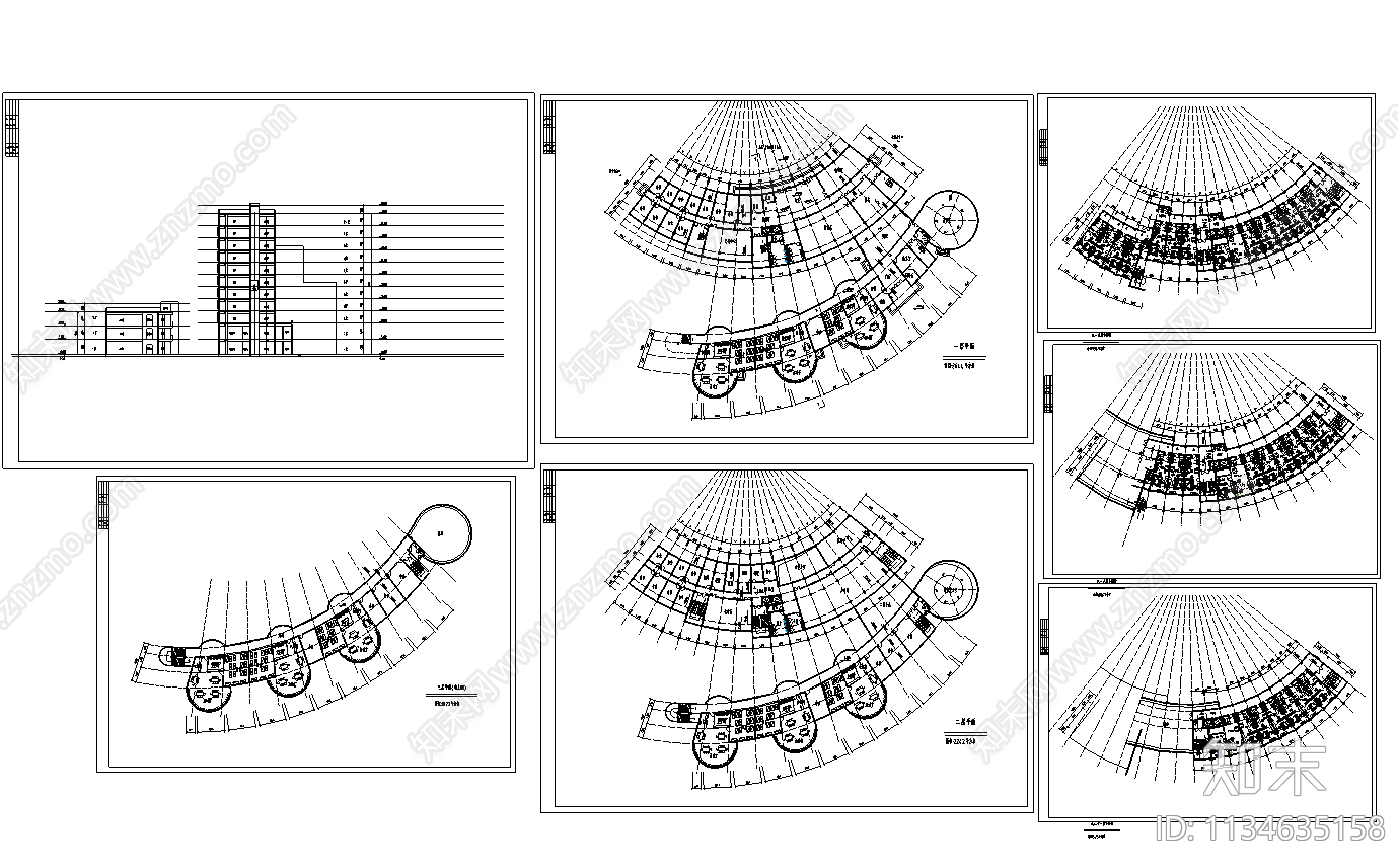 会所综合楼建筑cad施工图下载【ID:1134635158】