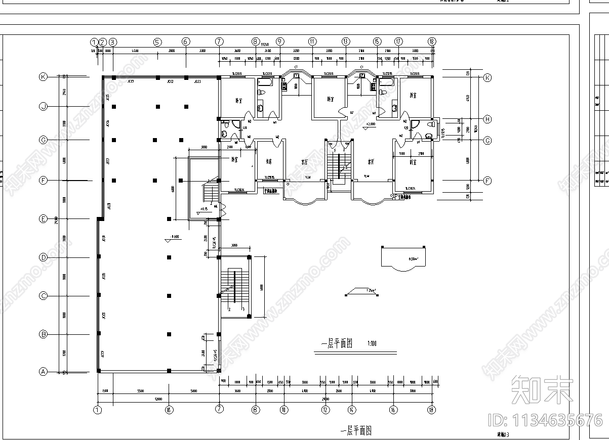 江南住宅全套建筑cad施工图下载【ID:1134635676】