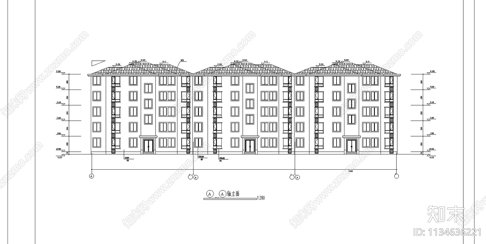 联排住宅建筑cad施工图下载【ID:1134636221】