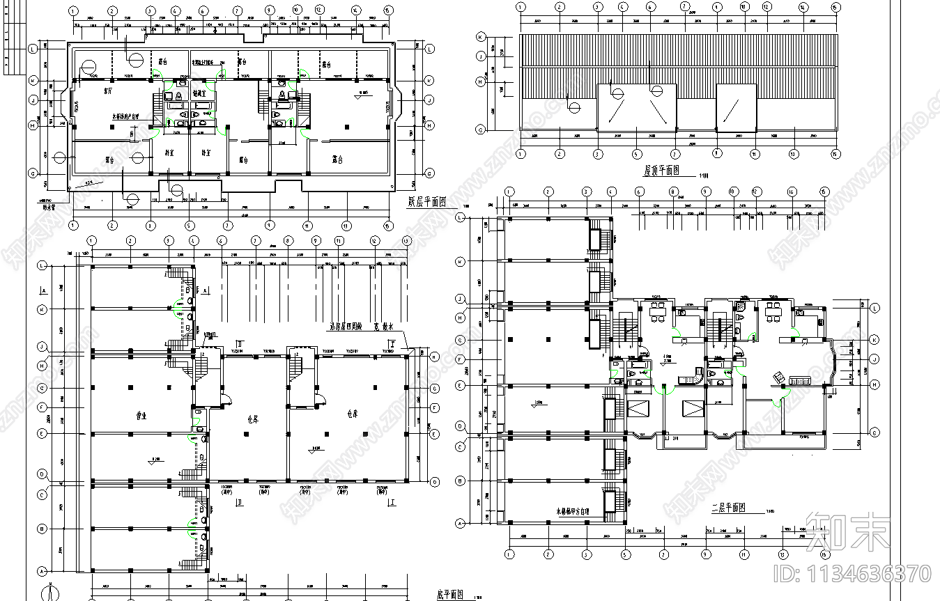 六层商住楼建筑cad施工图下载【ID:1134636370】