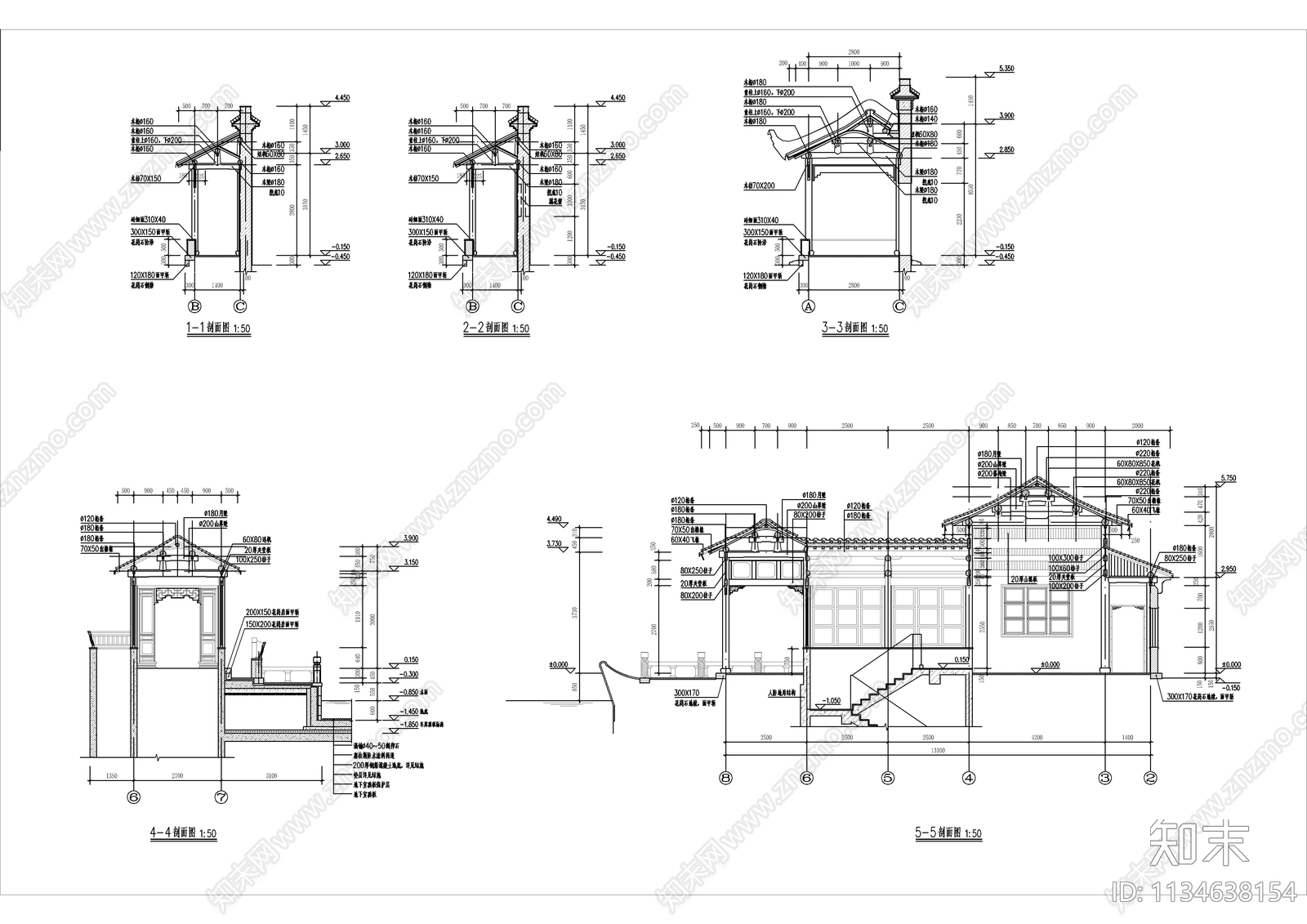 中式古建水榭cad施工图下载【ID:1134638154】