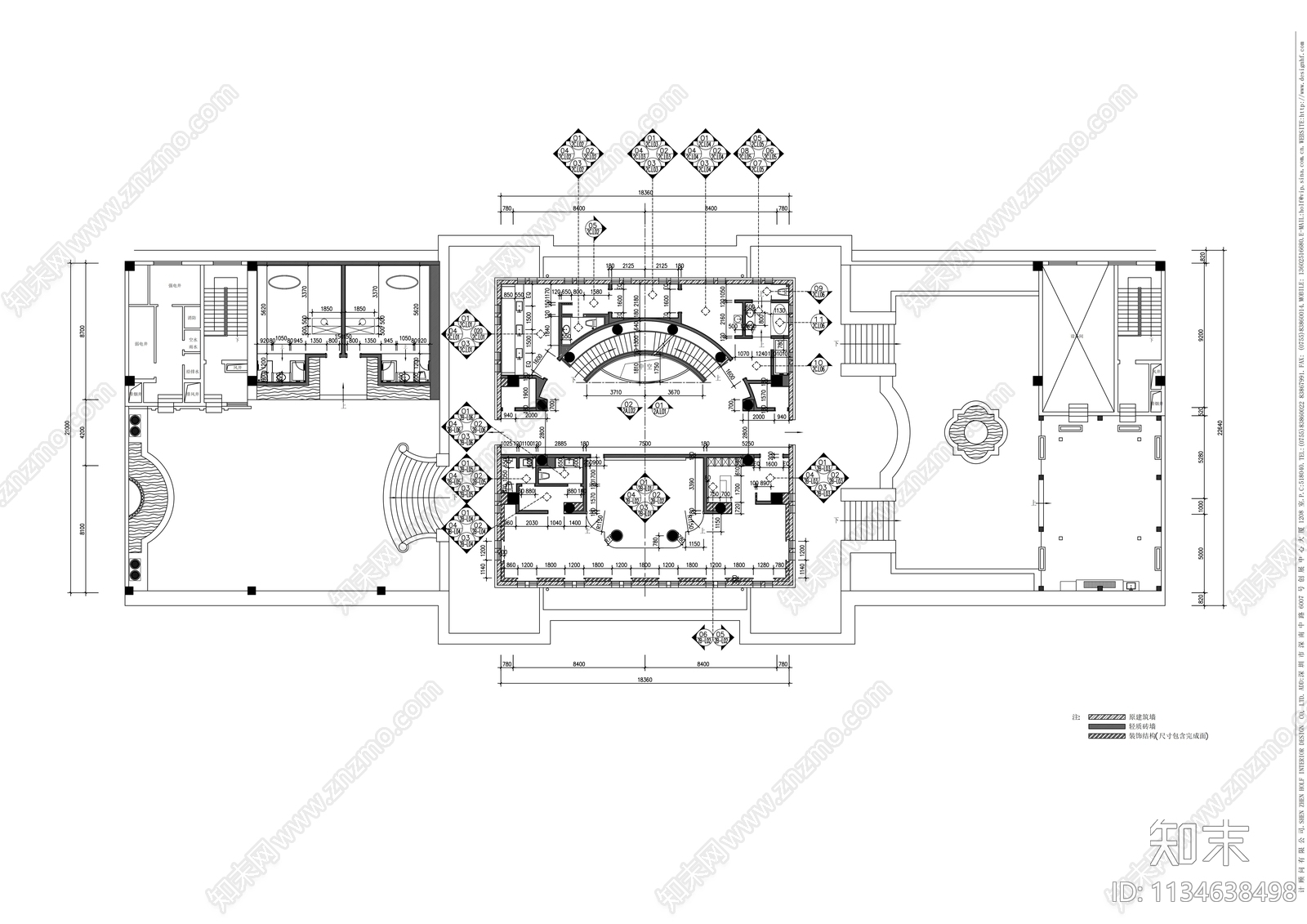 会所室内cad施工图下载【ID:1134638498】