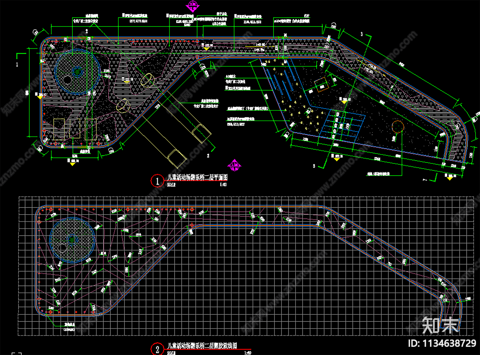 儿童活动场游乐桥详图cad施工图下载【ID:1134638729】