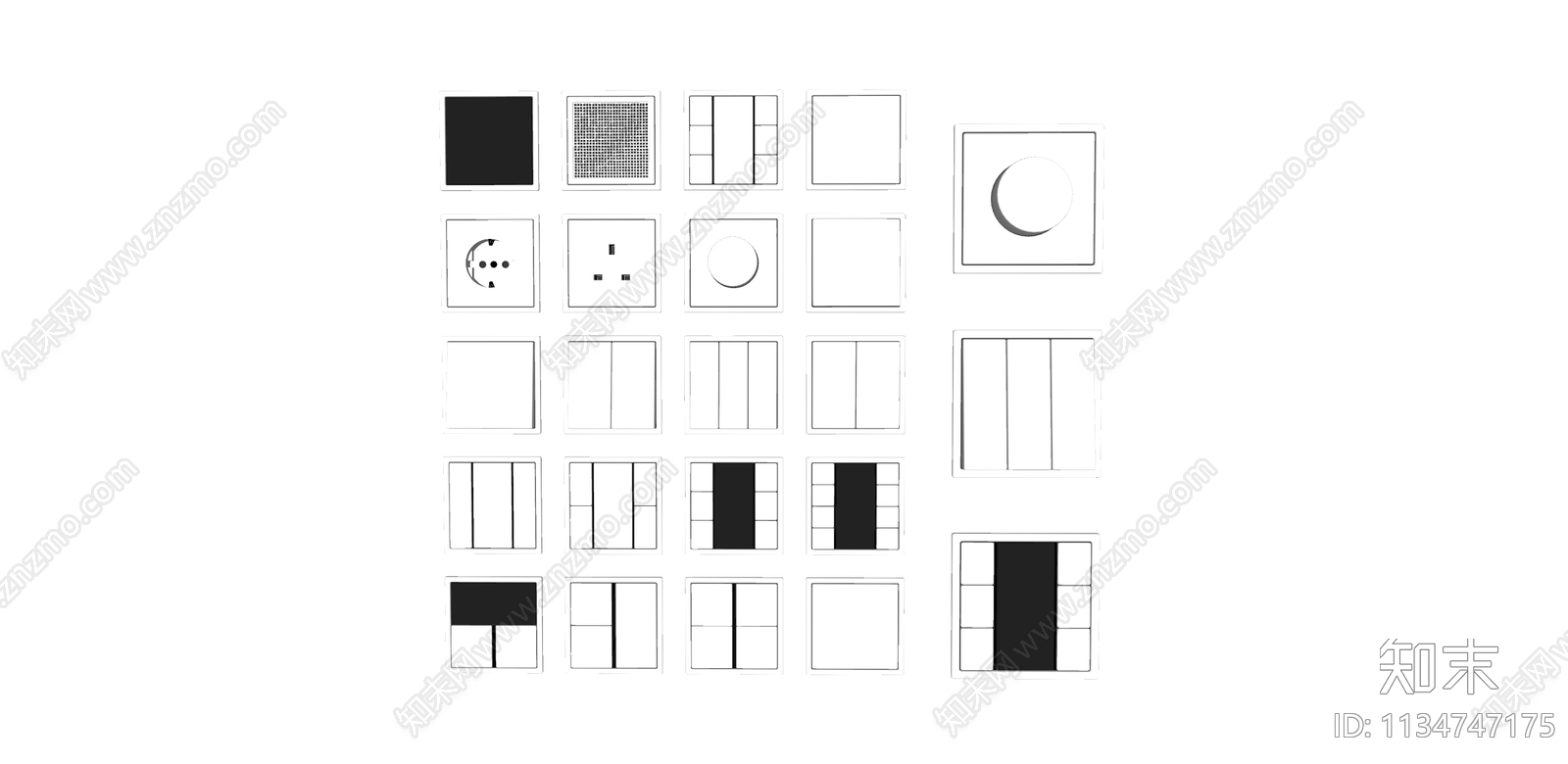 现代开关插座组合SU模型下载【ID:1134747175】