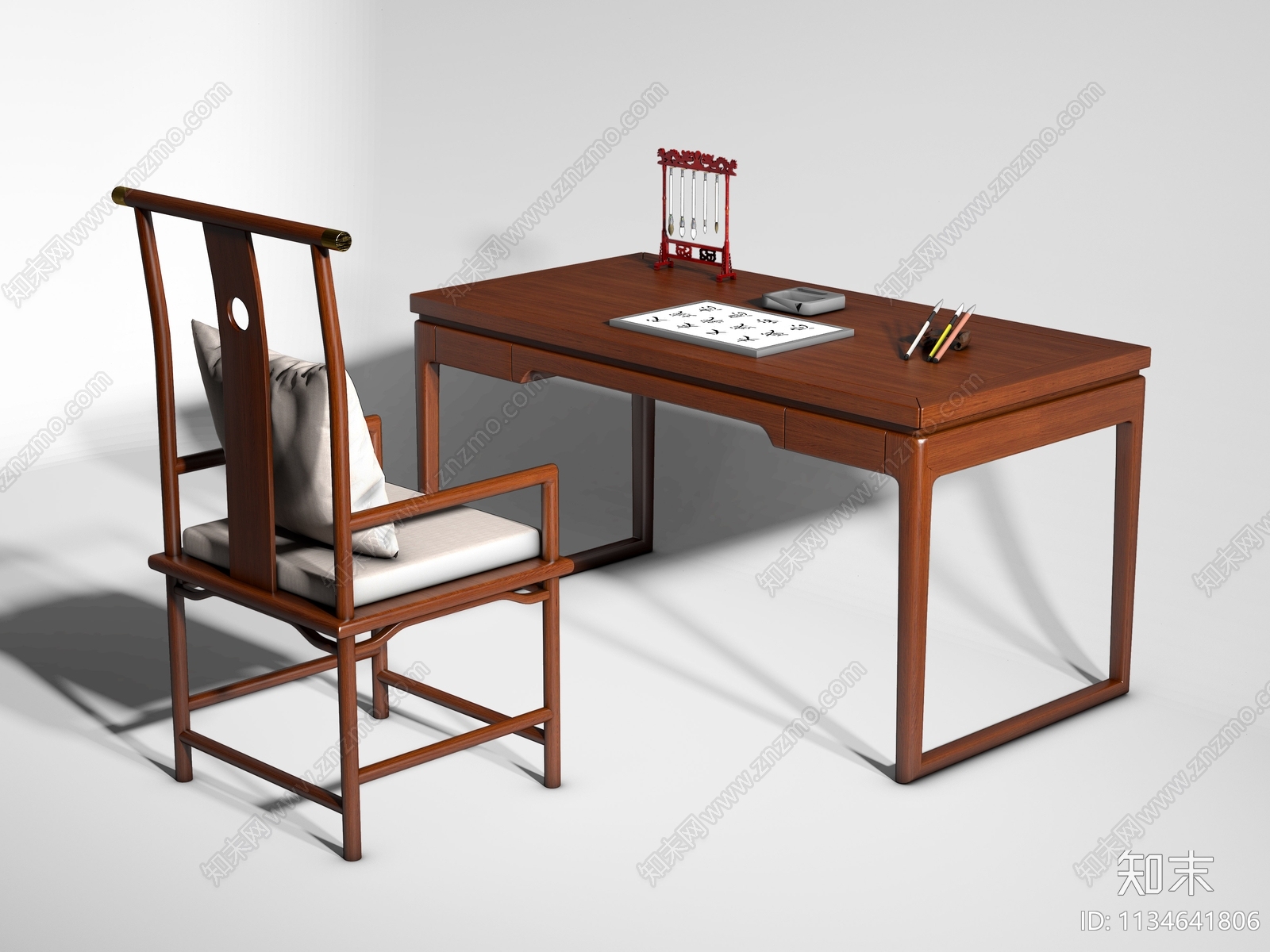 新中式全实木书桌现代办公电脑轻奢禅意写字书法书画书房桌椅组合-阿里巴巴