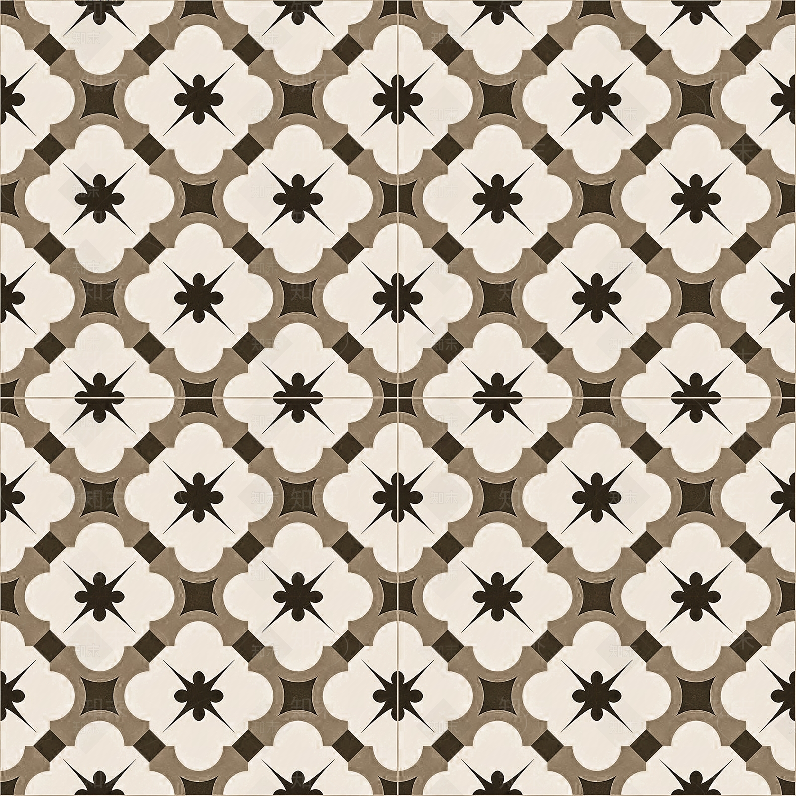 无缝复古花砖贴图下载【ID:1134645417】