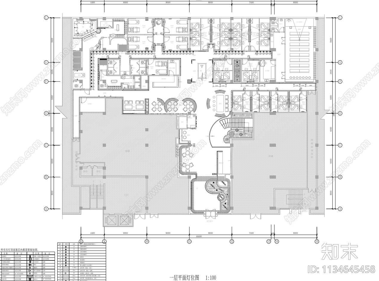 足浴会所cad施工图下载【ID:1134645458】