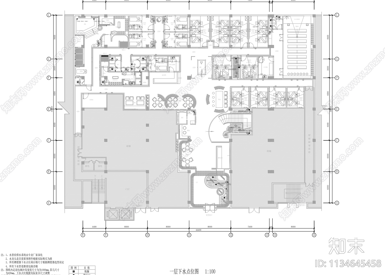 足浴会所cad施工图下载【ID:1134645458】