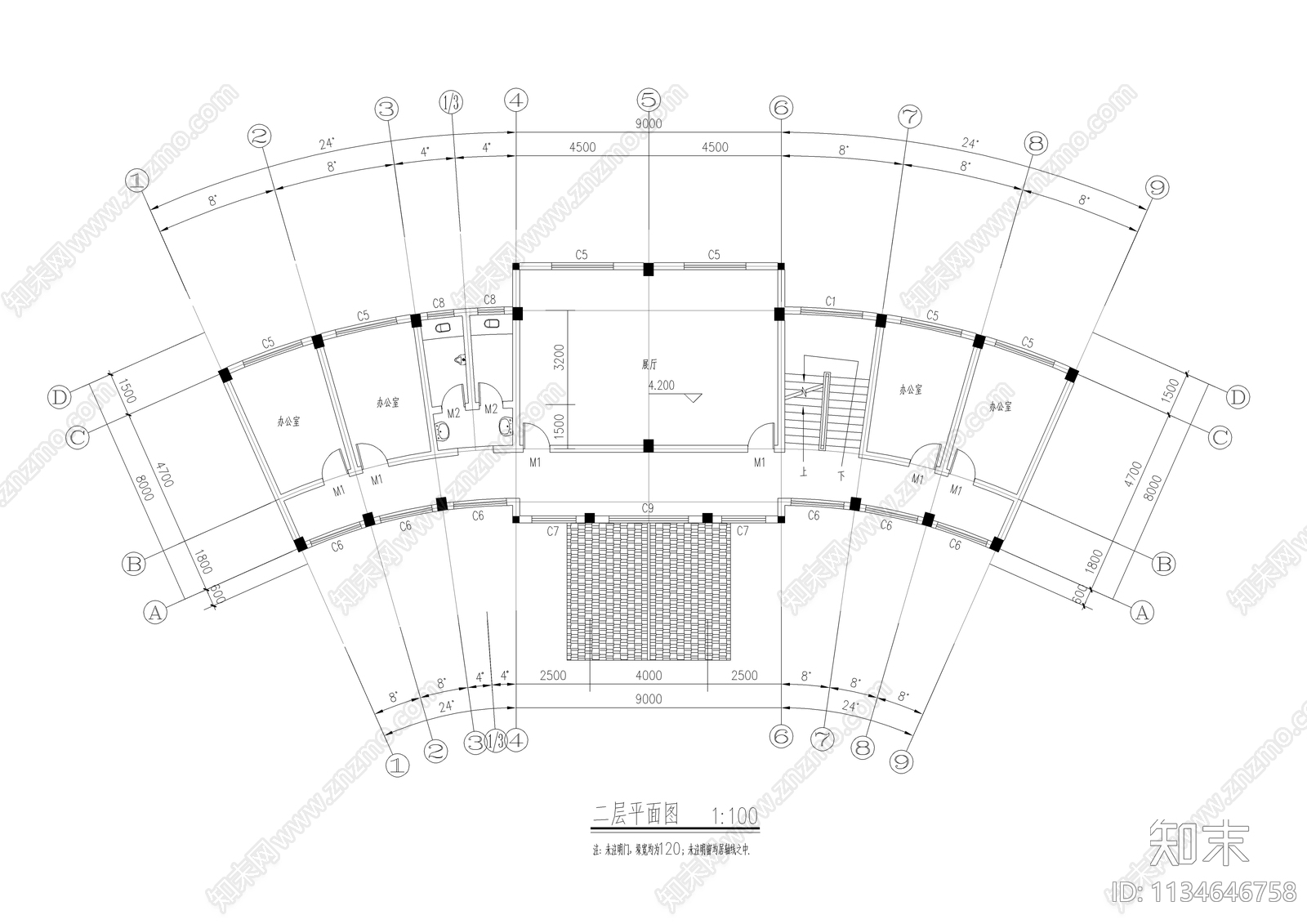 五百平村老年活动中心建筑cad施工图下载【ID:1134646758】